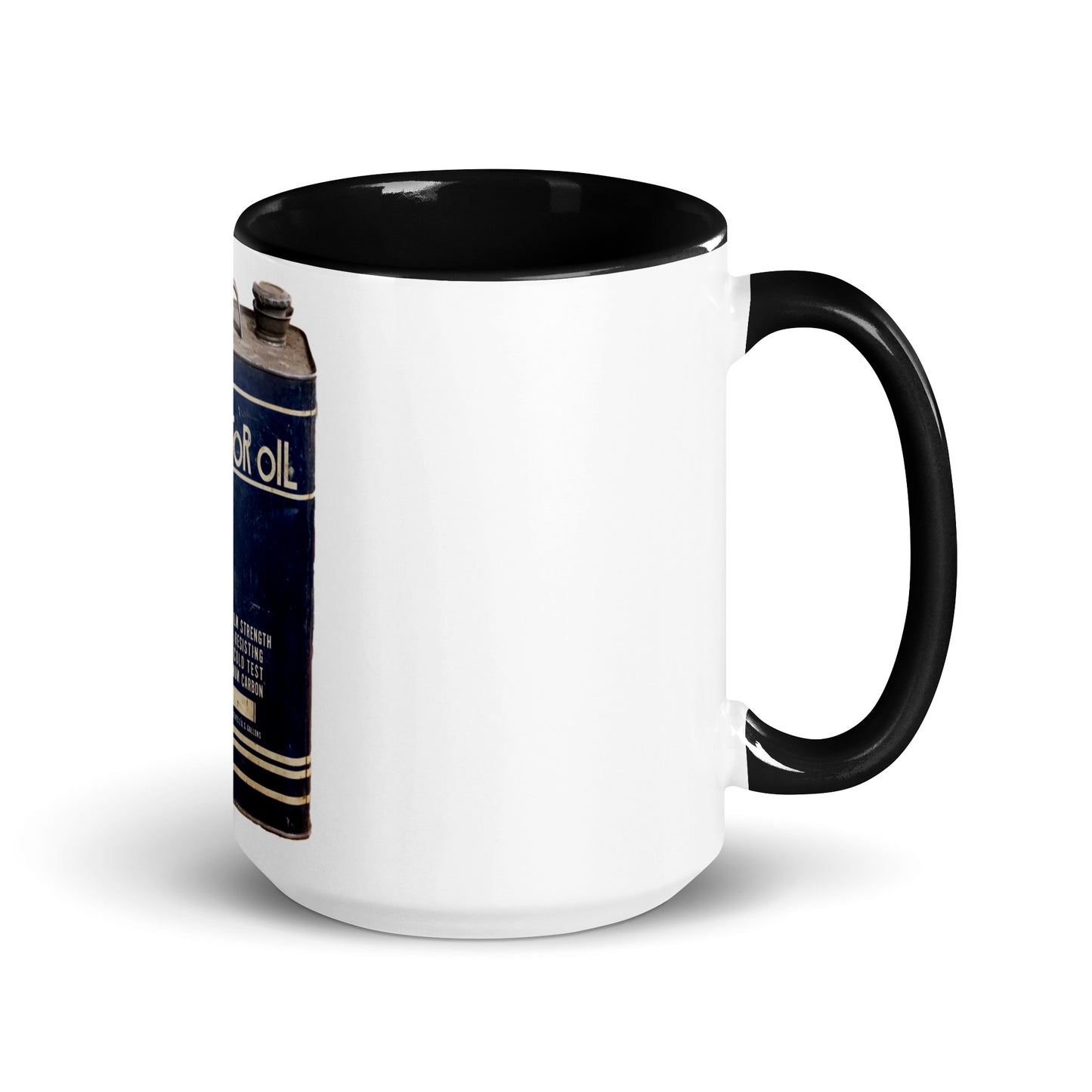 Vintage US Motor Oil Steel Gallon Style Mug with Color Inside
