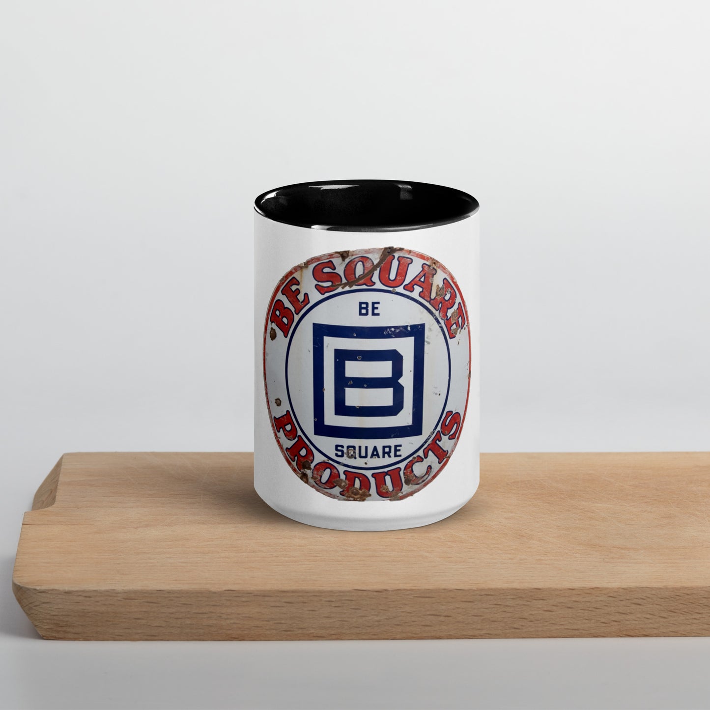 B Square Design Porcelain Mug with Color Inside