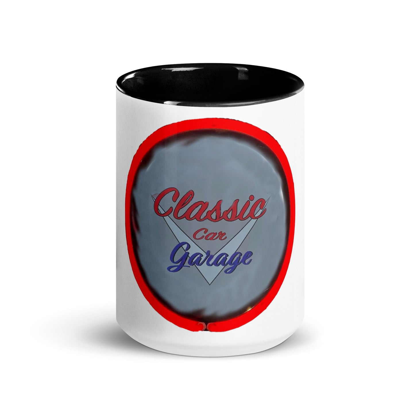 Classic Car Garage Neon Graffiti Style Mug with Color Inside