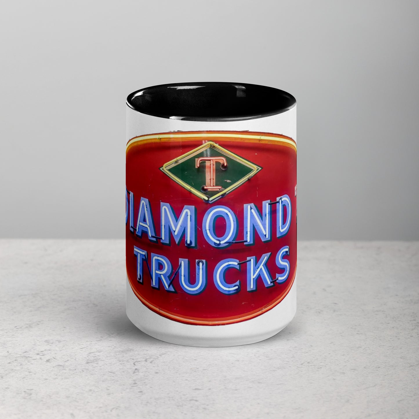 Diamond Trucks Retro Neon Sign Style Mug with Color Inside