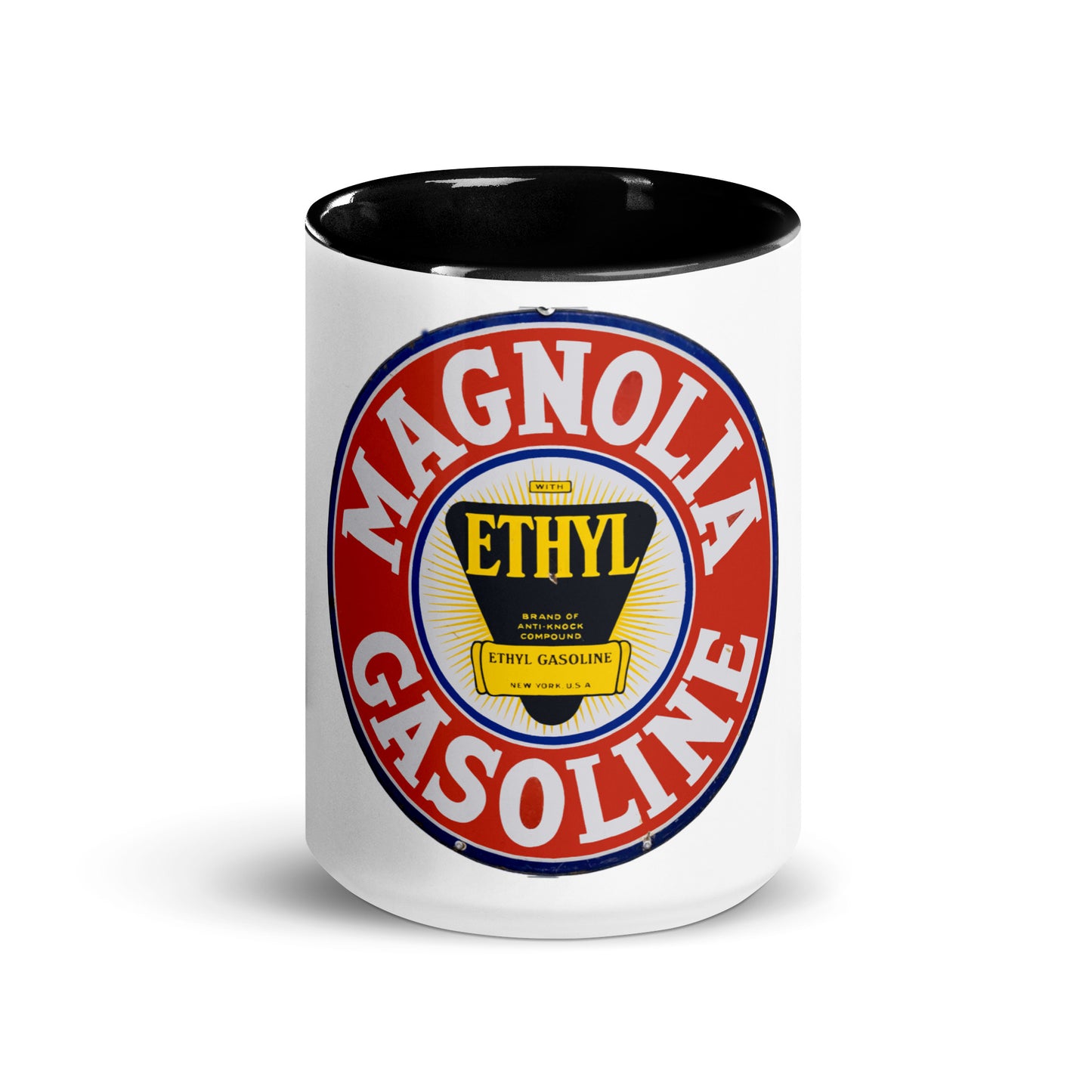 Retro Tin Gas Sign Magnolia Mug with Color Inside