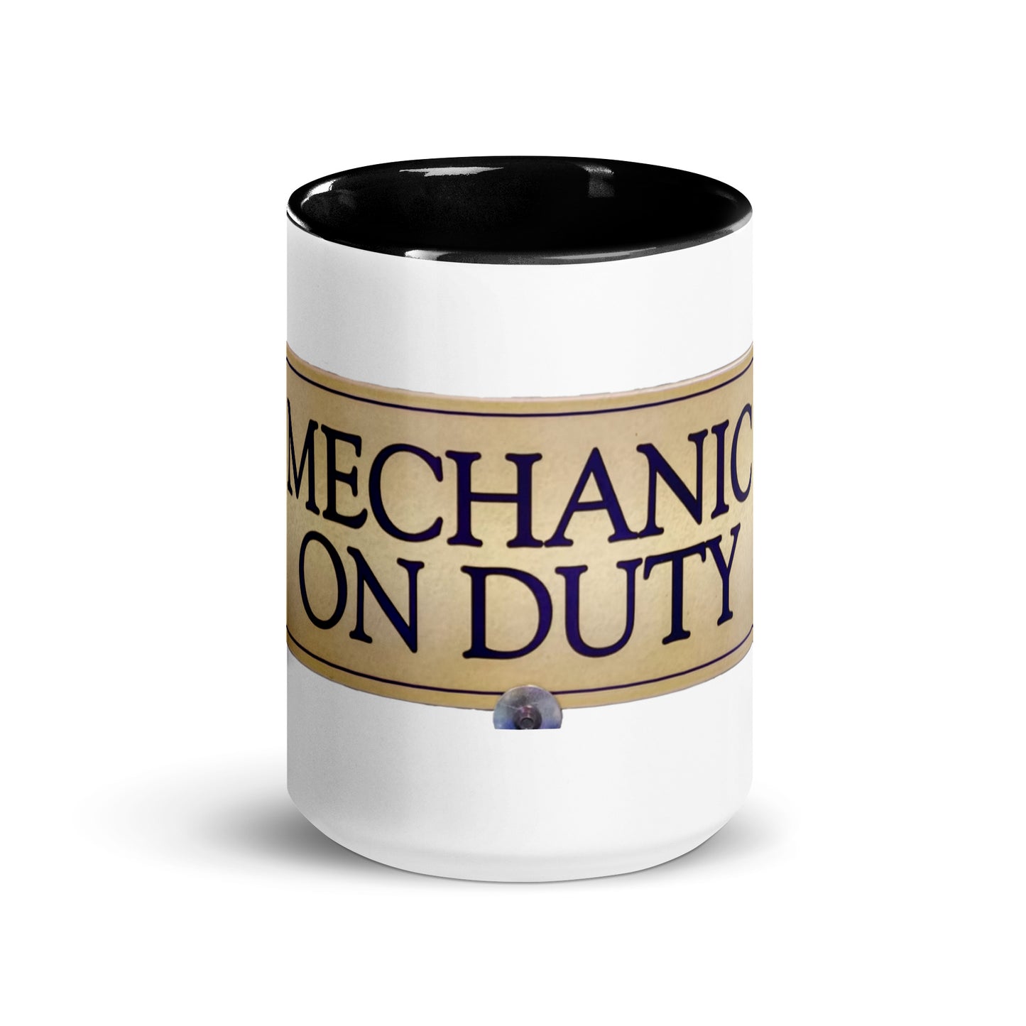 Retro Mechanic On Duty Sign Mug with Color Inside