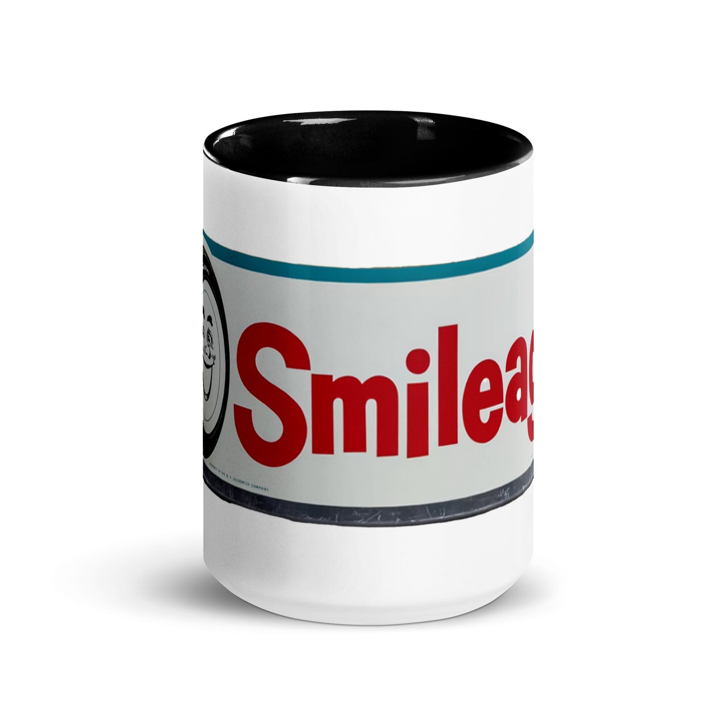 Retro Smileage Tire Sign Mug with Color Inside