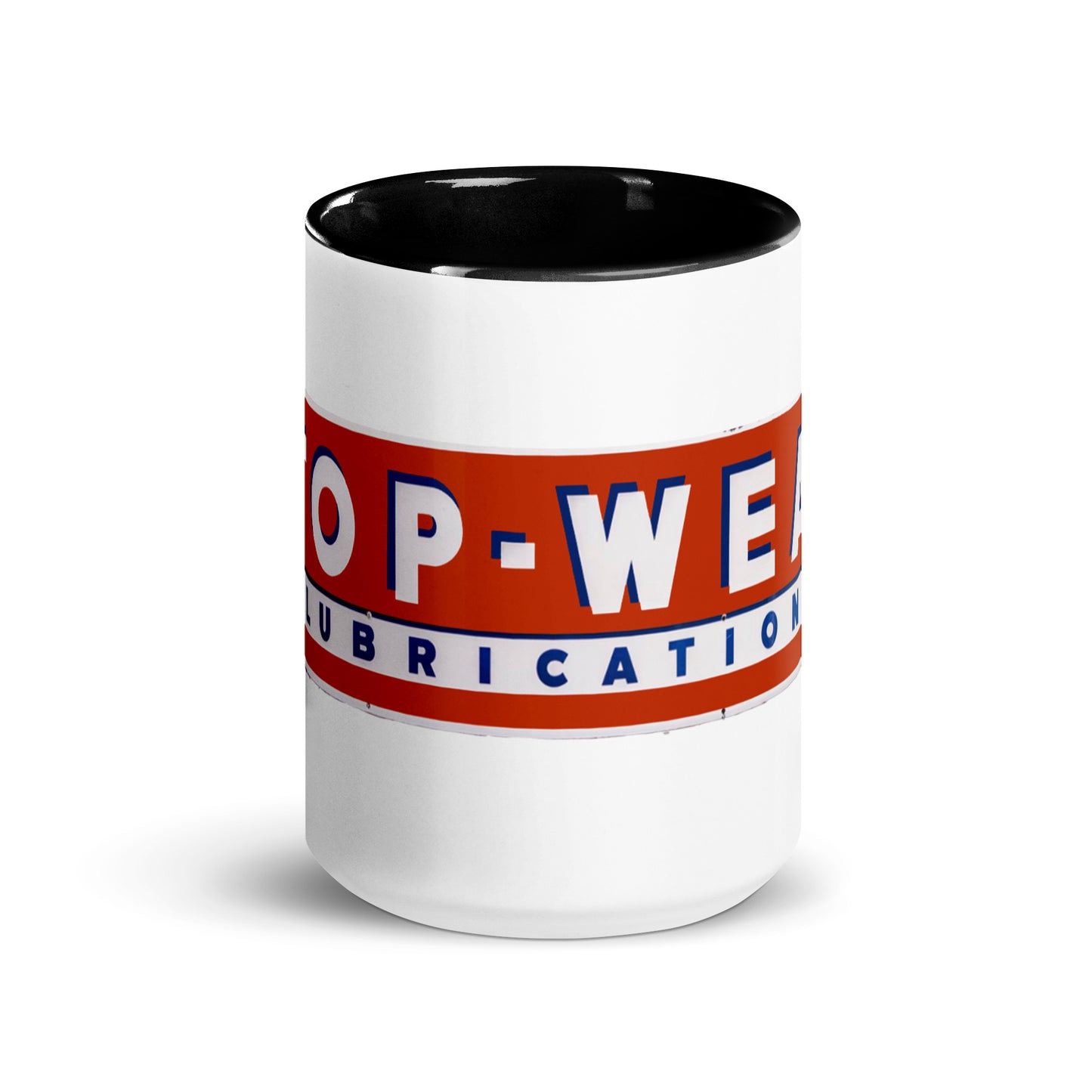 Retro Stop Wear Lube Painted Sign Mug with Color Inside