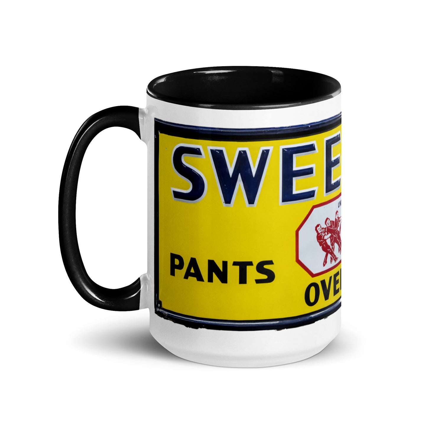 Vintage Mechanic Overalls Porcelain Sign Mug with Color Inside
