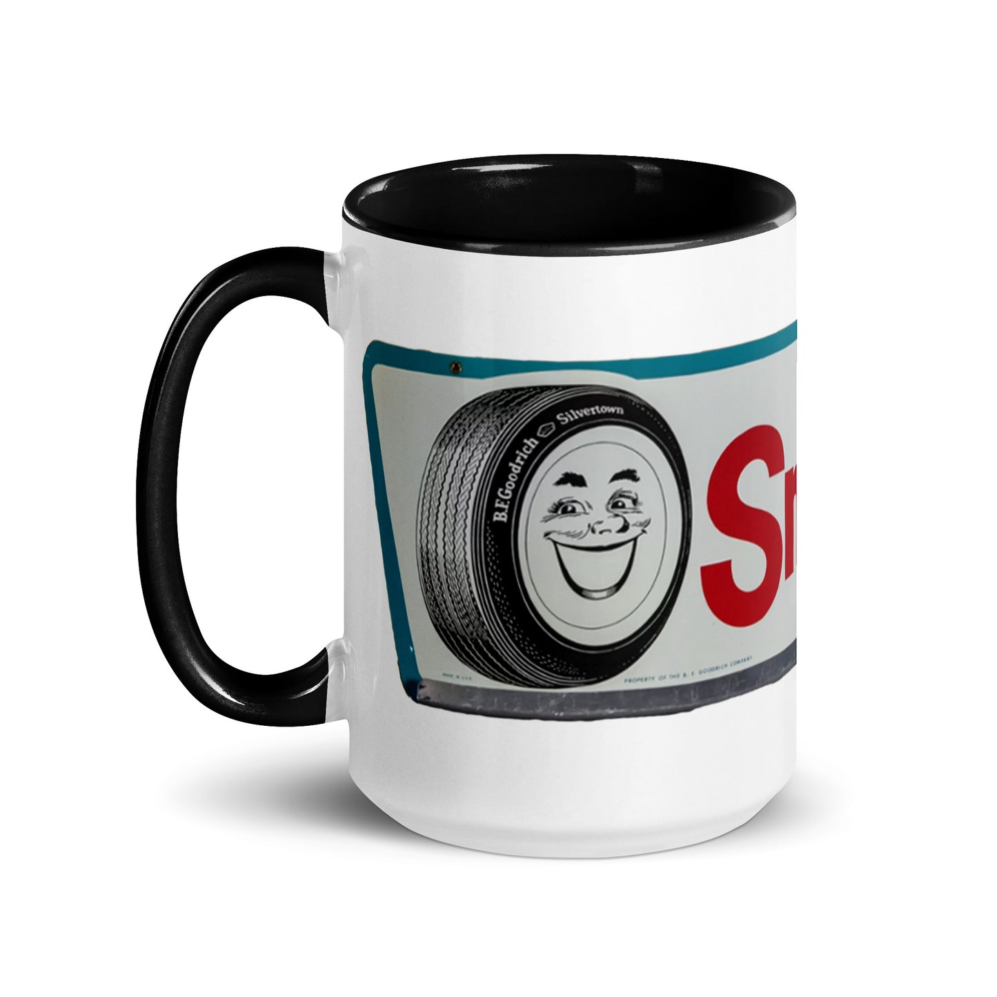 Retro Smileage Tire Sign Mug with Color Inside