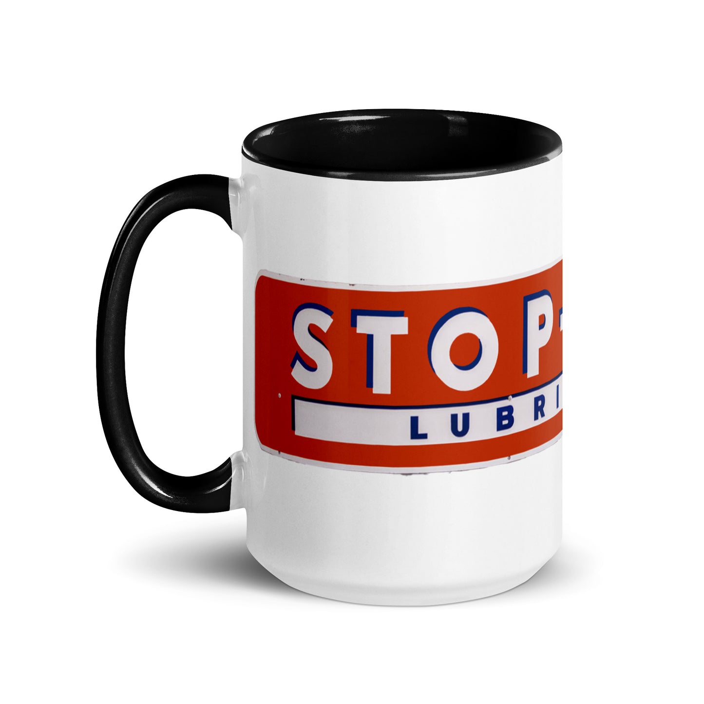 Retro Stop Wear Lube Painted Sign Mug with Color Inside