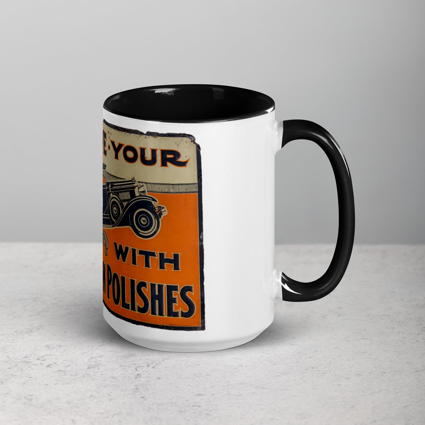 Blue Ribbon Patina Tin Style Mug with Color Inside