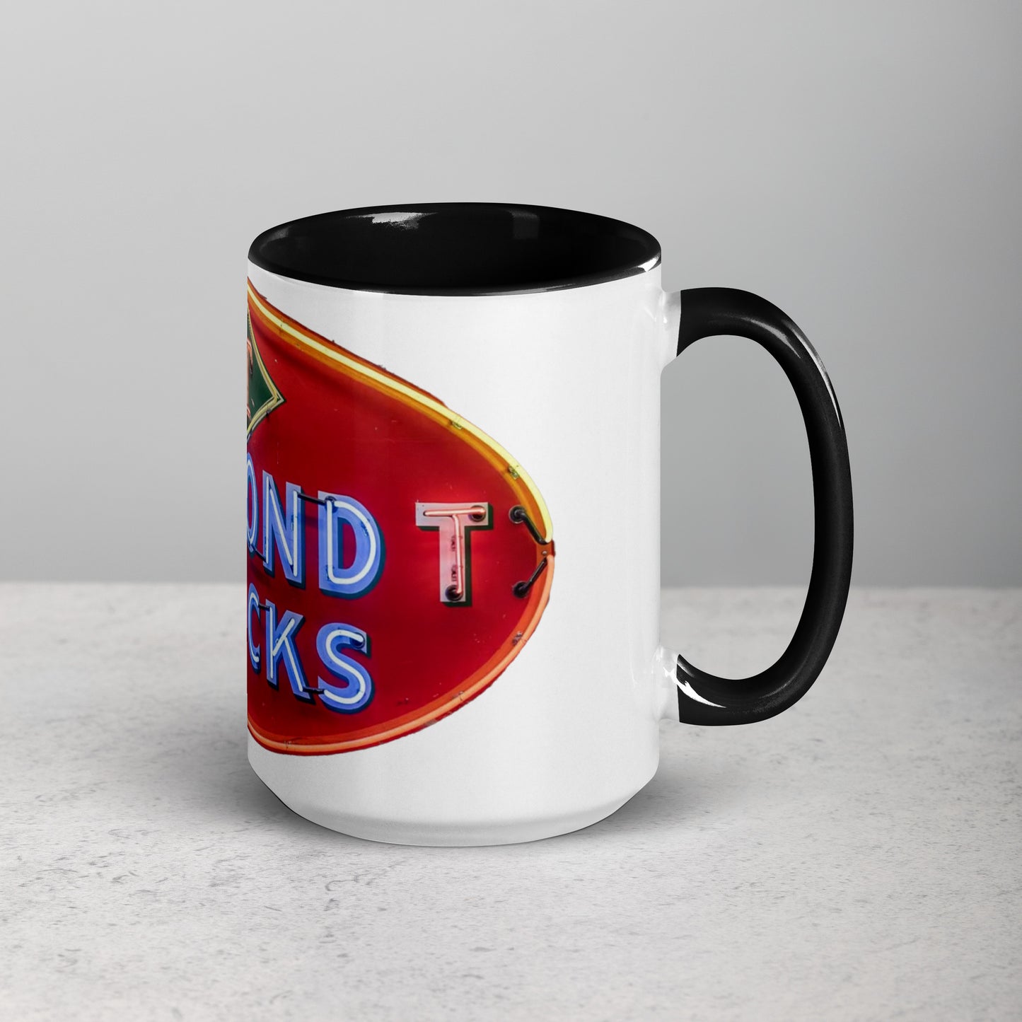 Diamond Trucks Retro Neon Sign Style Mug with Color Inside