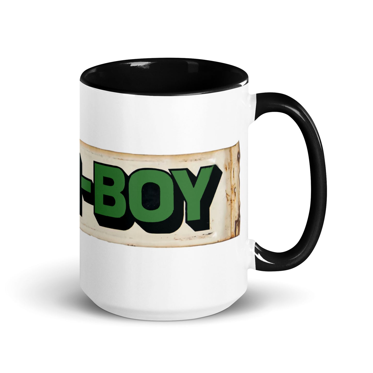 Lawn Boy Porcelain Patina Style Mug with Color Inside