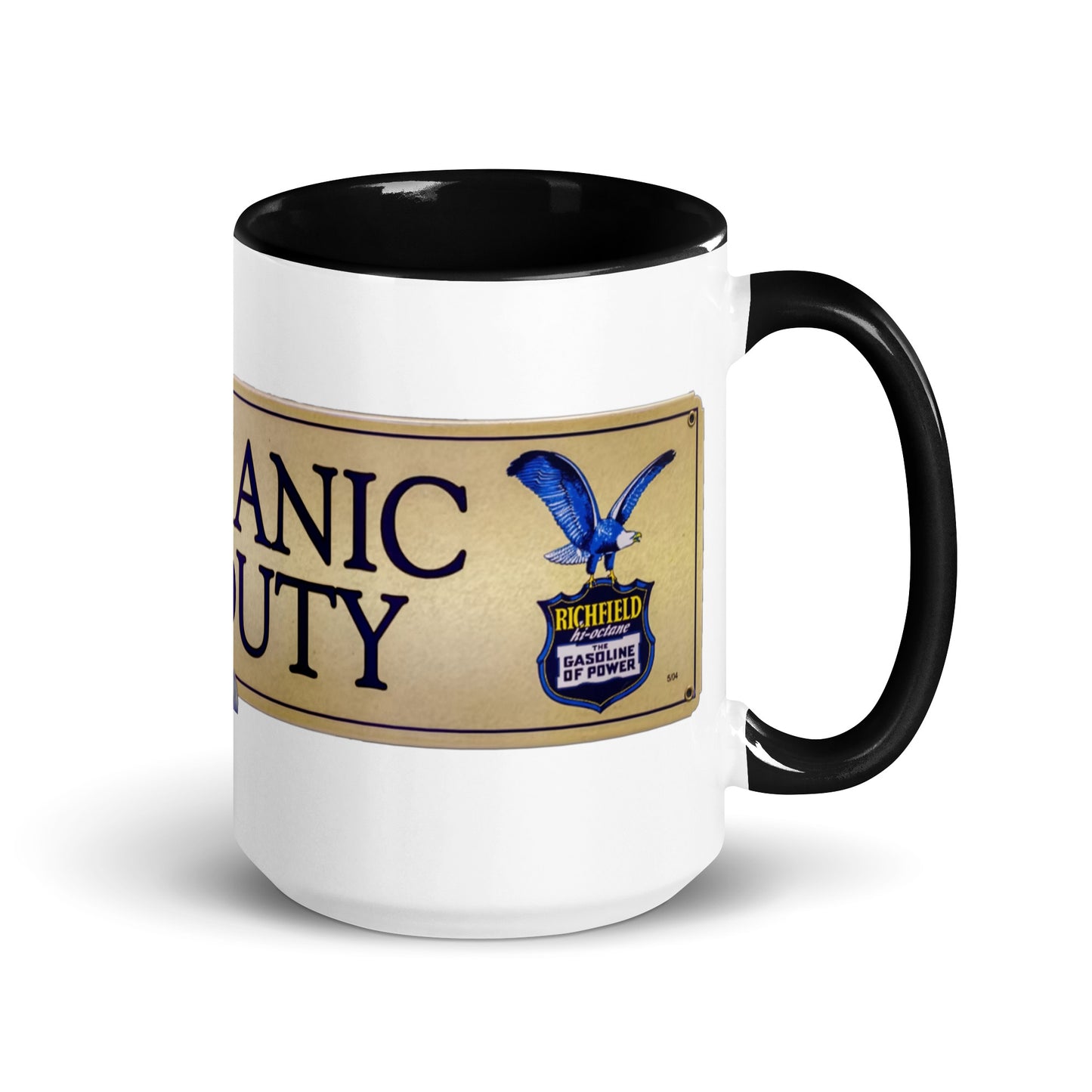 Retro Mechanic On Duty Sign Mug with Color Inside