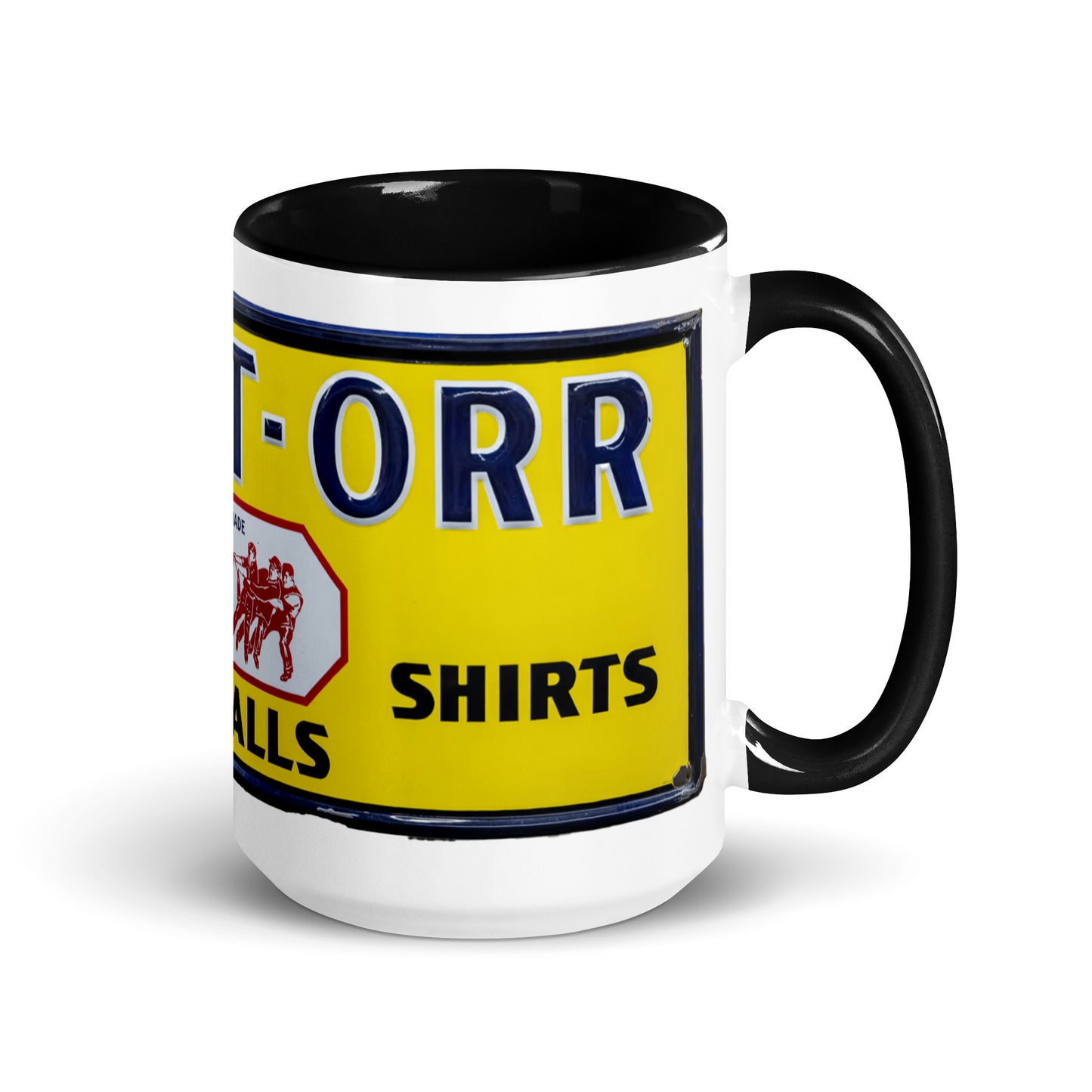 Vintage Mechanic Overalls Porcelain Sign Mug with Color Inside