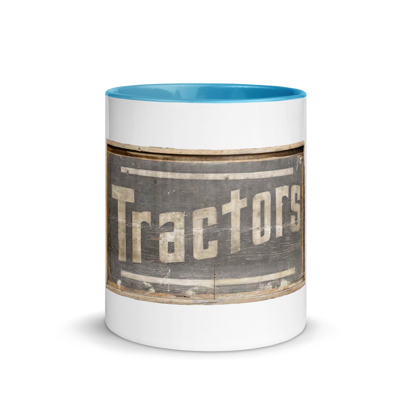 Retro Tractors Sign Wood Style Mug with Color Inside