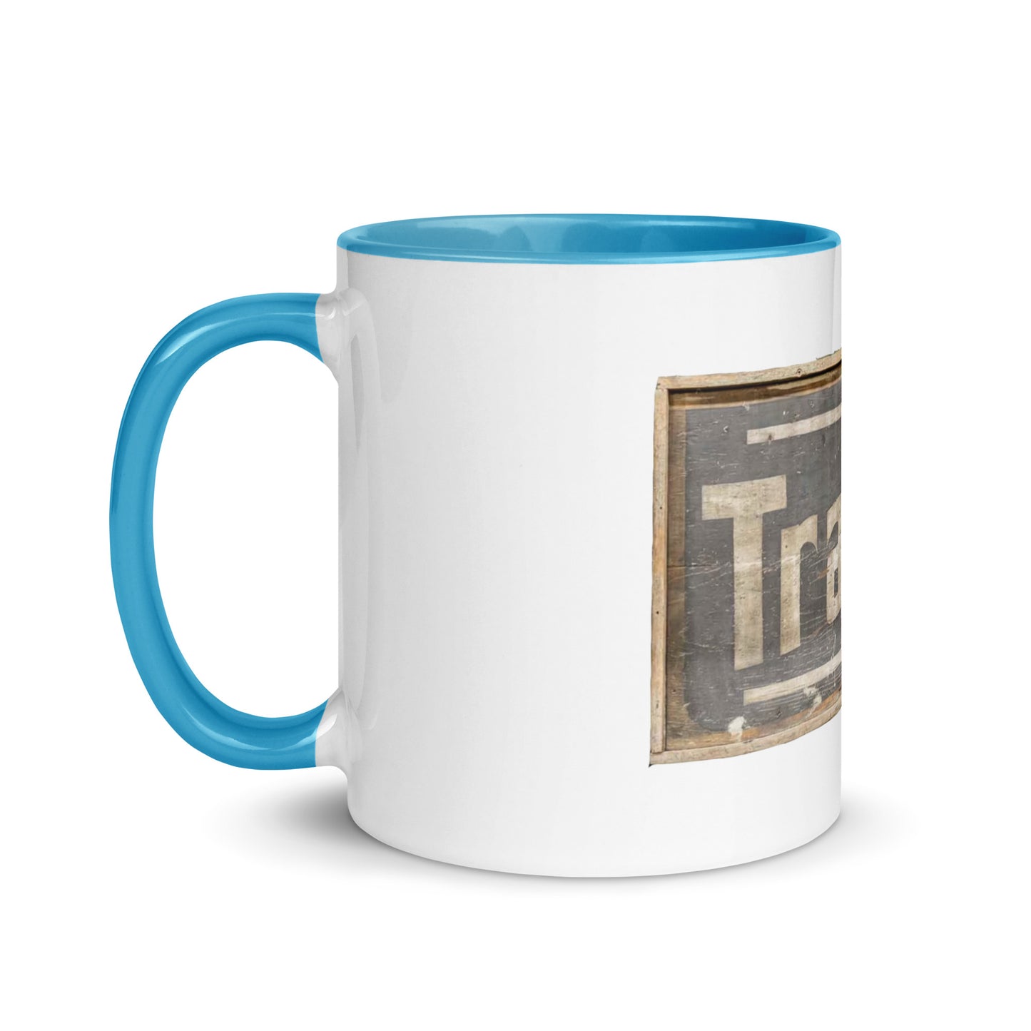 Retro Tractors Sign Wood Style Mug with Color Inside