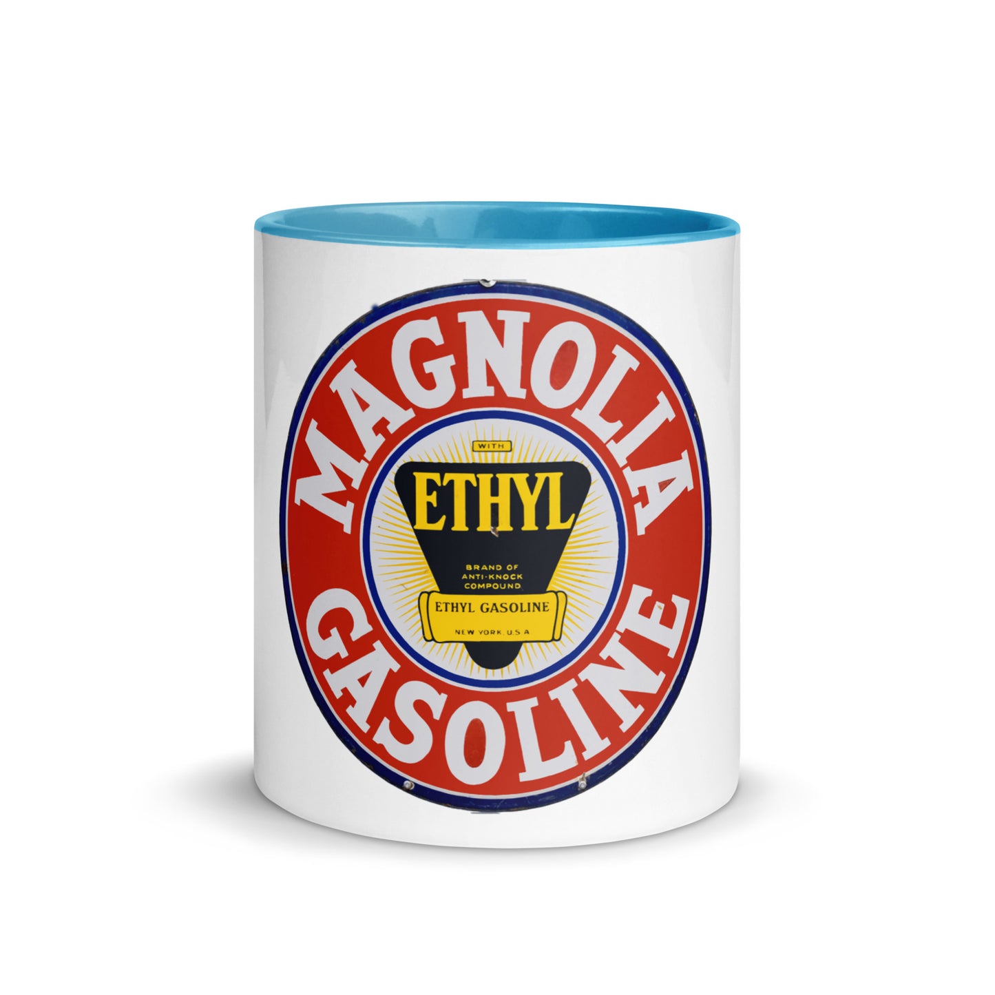 Retro Tin Gas Sign Magnolia Mug with Color Inside