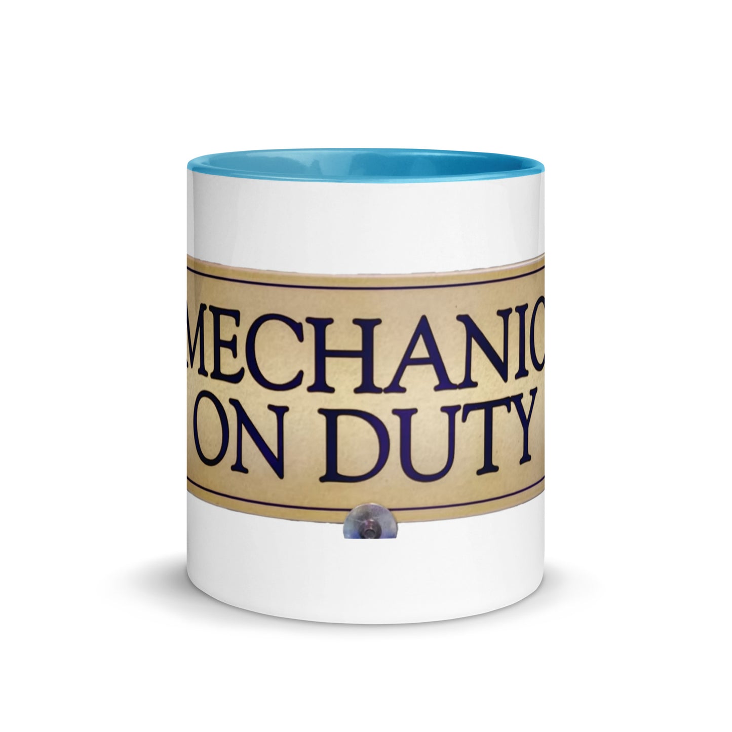 Retro Mechanic On Duty Sign Mug with Color Inside