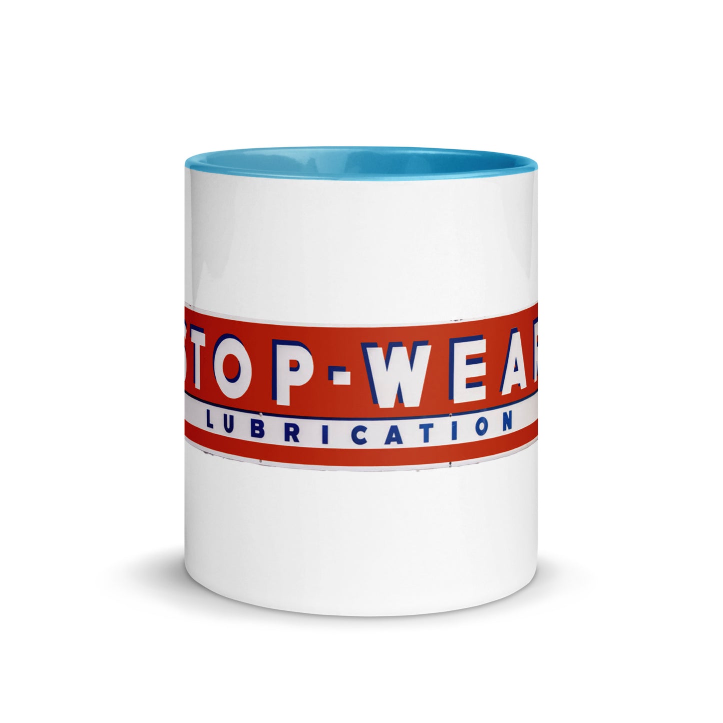 Retro Stop Wear Lube Painted Sign Mug with Color Inside