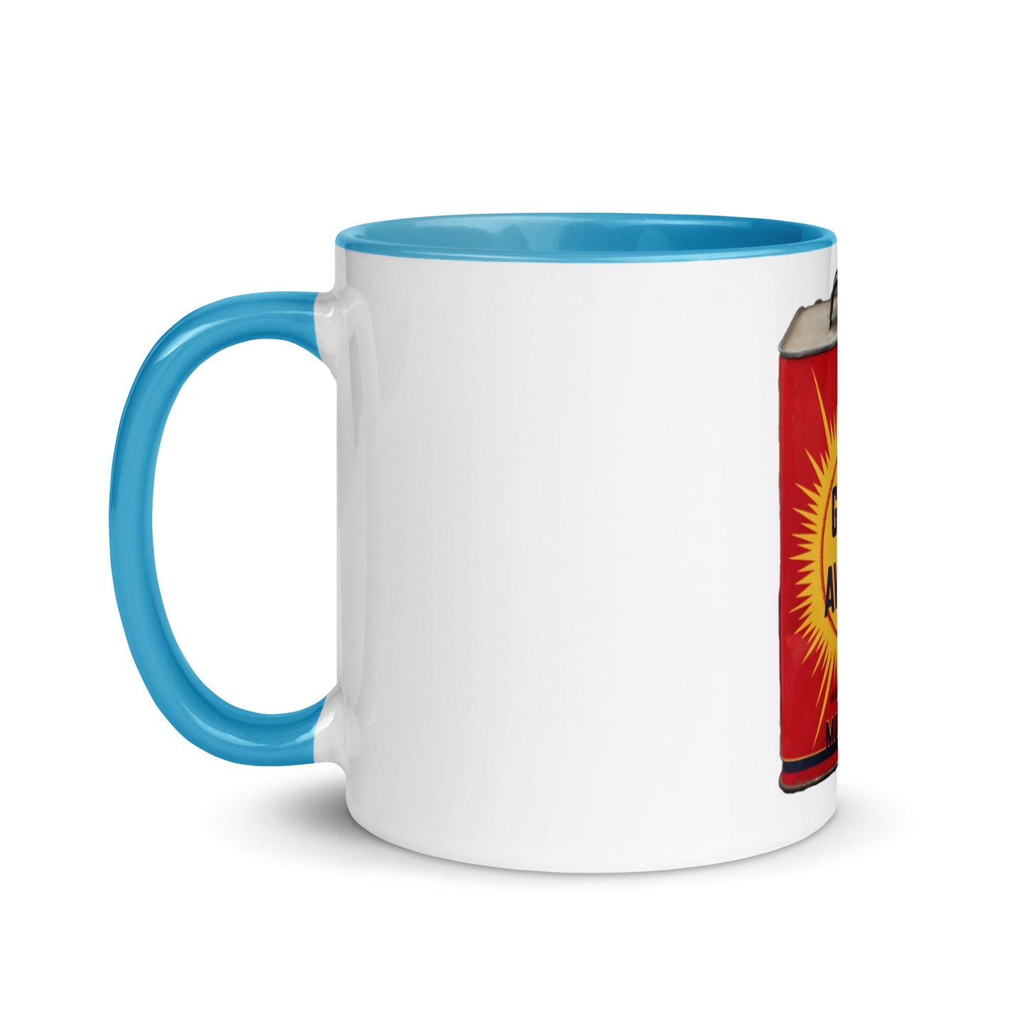 Retro Oil Can Design Mug with Color Inside