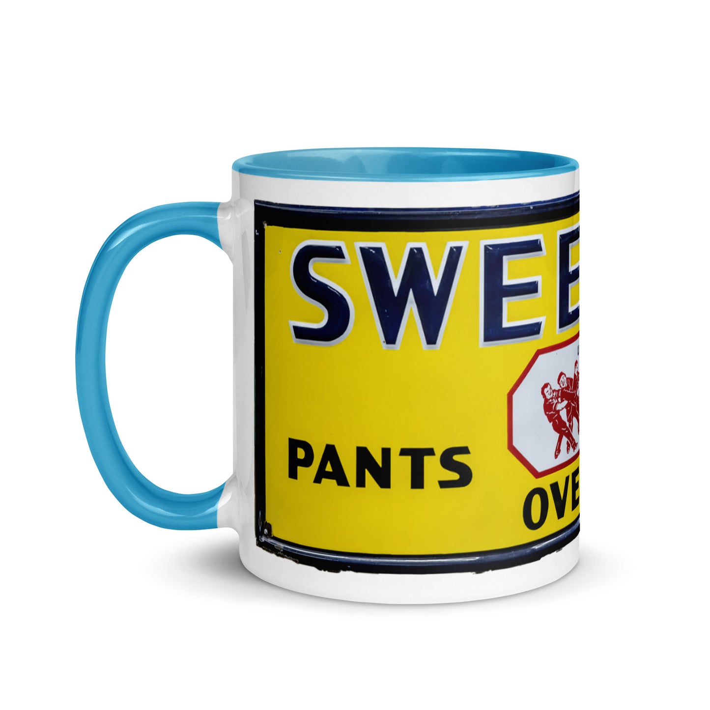 Vintage Mechanic Overalls Porcelain Sign Mug with Color Inside