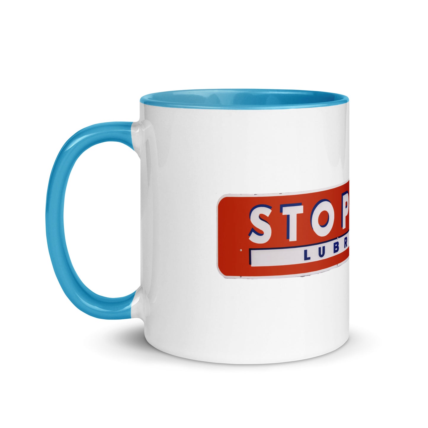 Retro Stop Wear Lube Painted Sign Mug with Color Inside