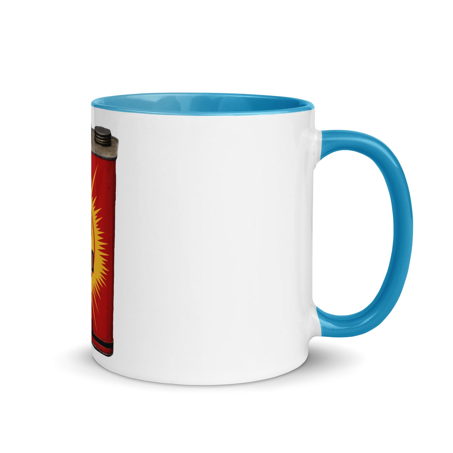 Retro Oil Can Design Mug with Color Inside