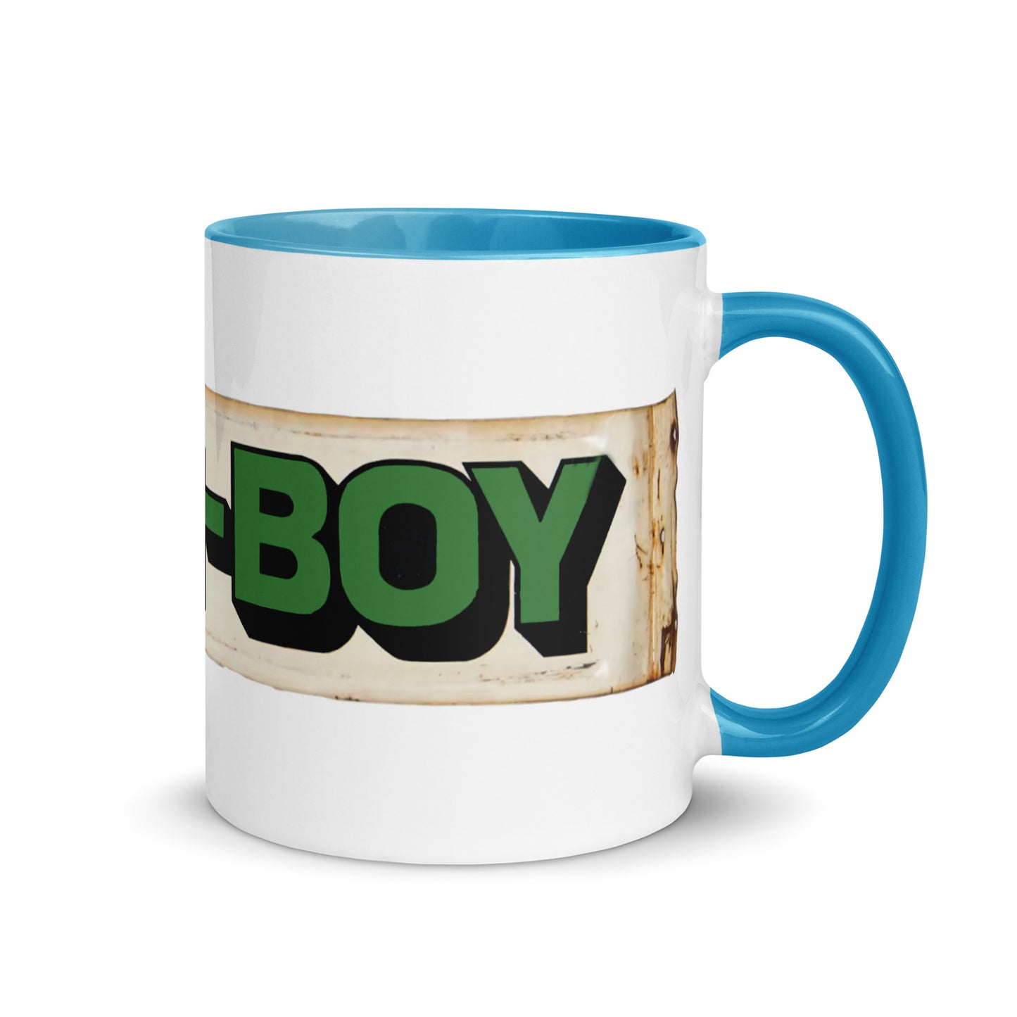 Lawn Boy Porcelain Patina Style Mug with Color Inside