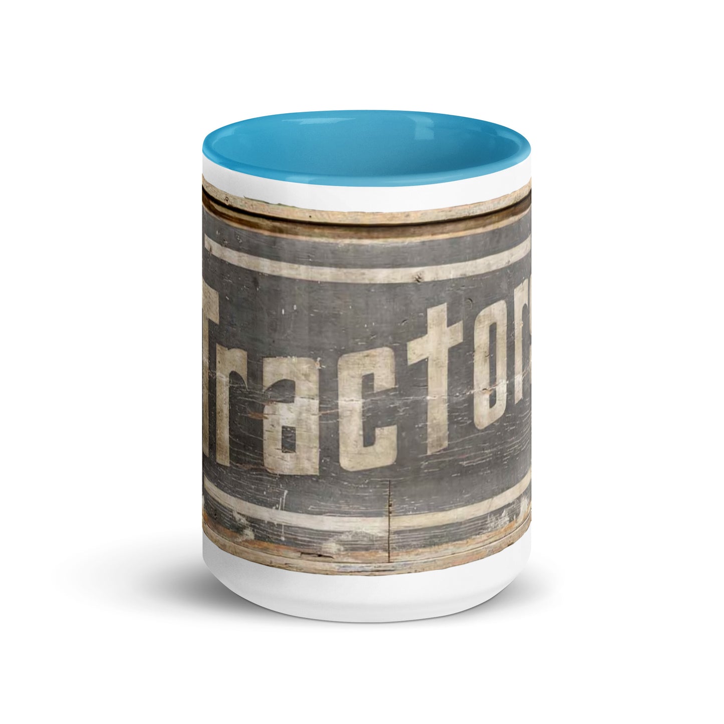 Retro Tractors Sign Wood Style Mug with Color Inside