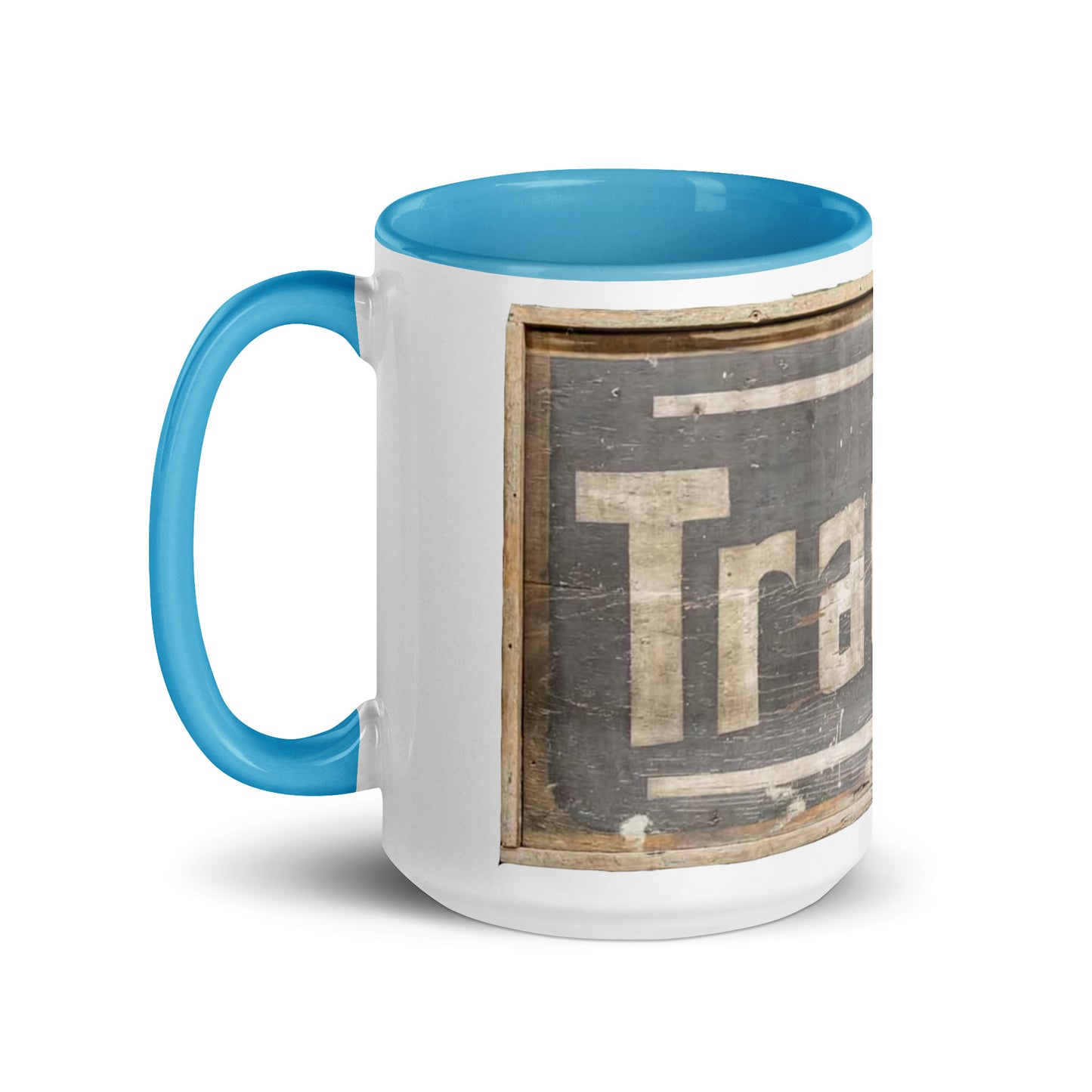 Retro Tractors Sign Wood Style Mug with Color Inside