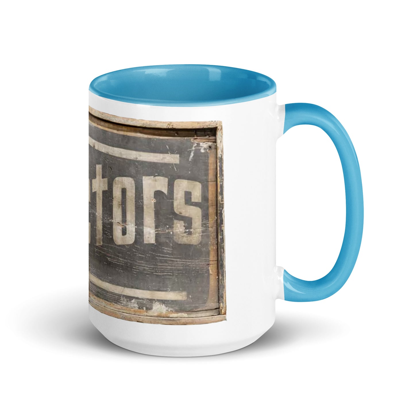 Retro Tractors Sign Wood Style Mug with Color Inside