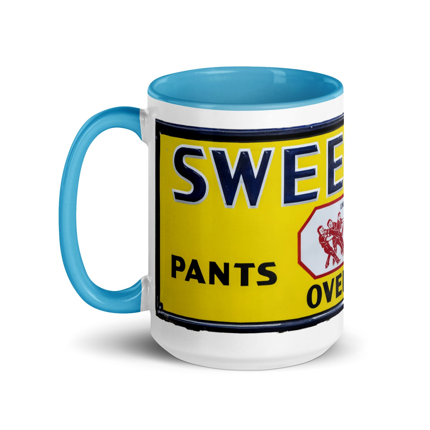 Vintage Mechanic Overalls Porcelain Sign Mug with Color Inside