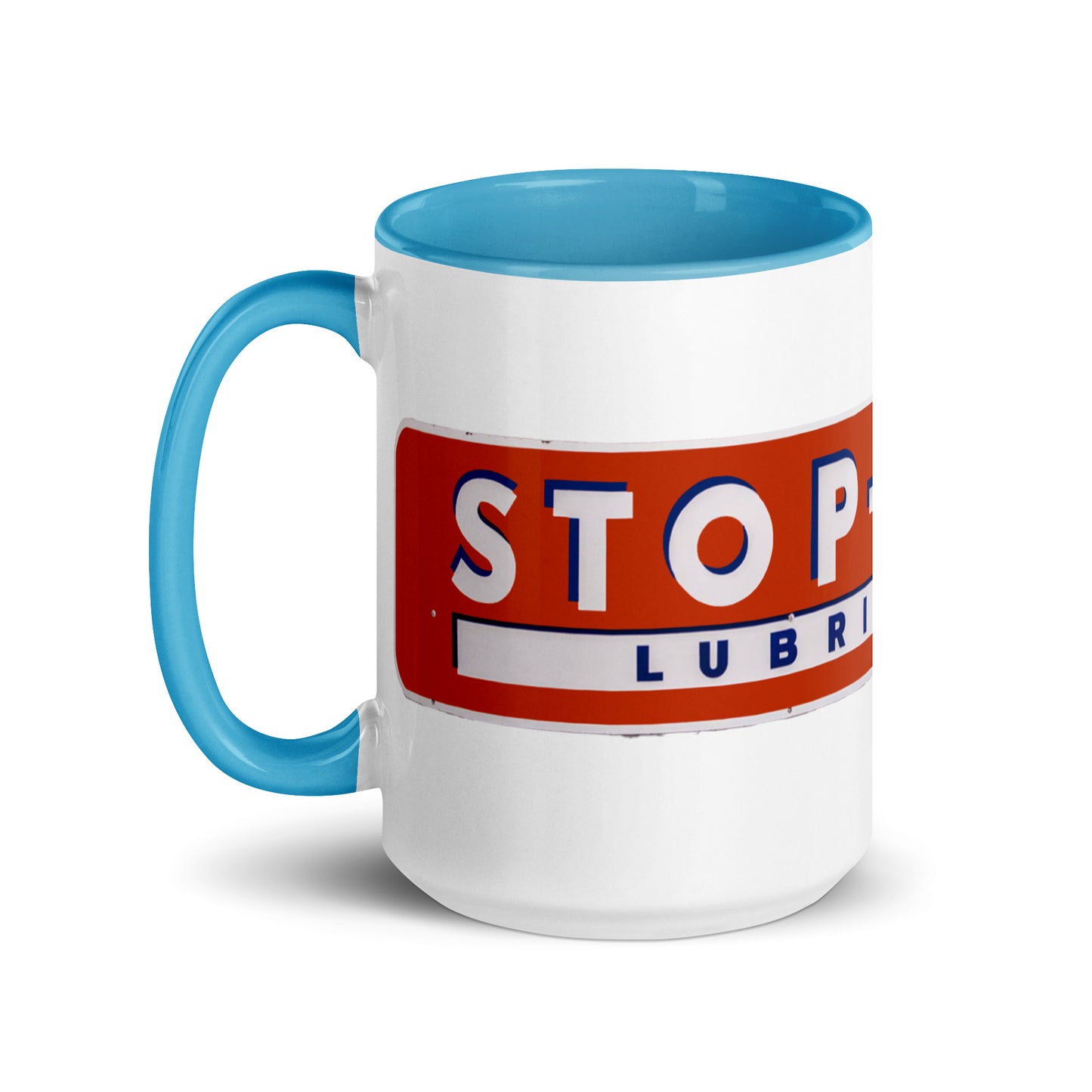 Retro Stop Wear Lube Painted Sign Mug with Color Inside