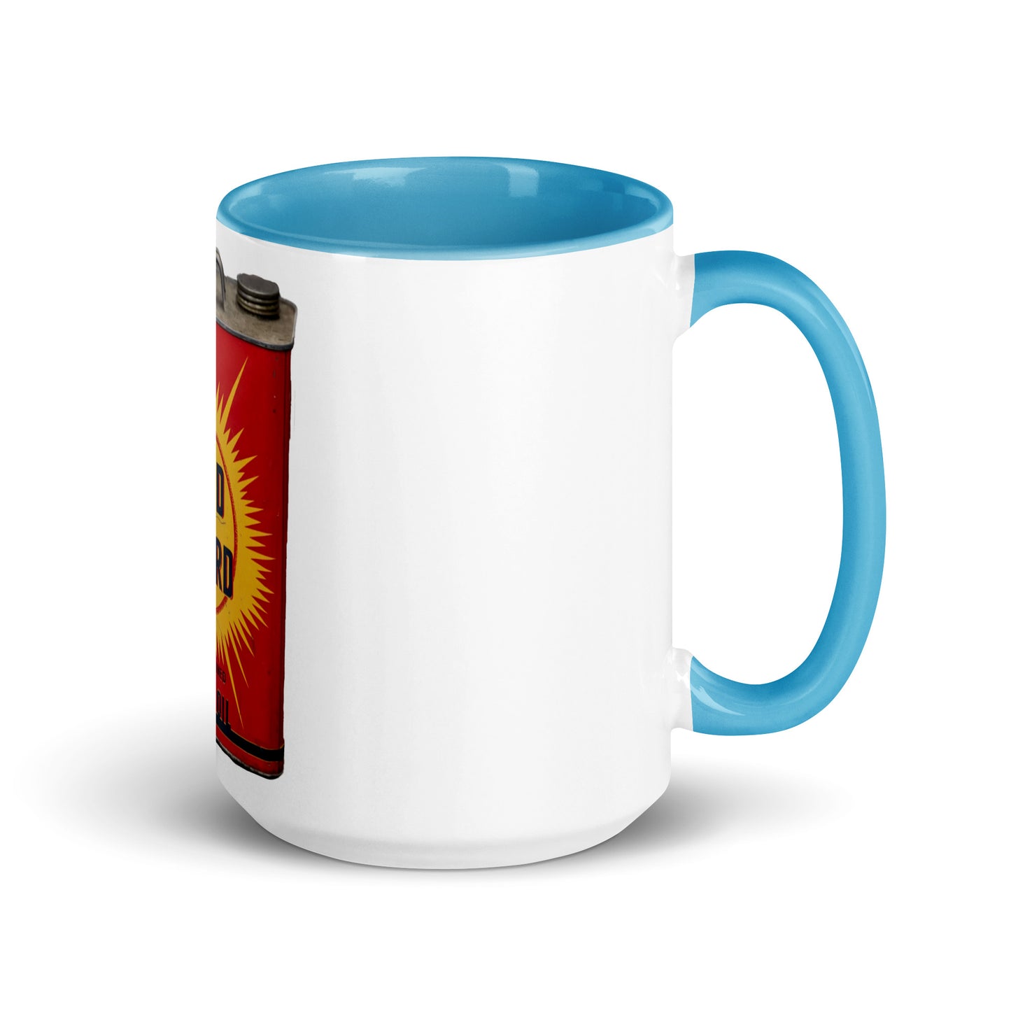 Retro Oil Can Design Mug with Color Inside