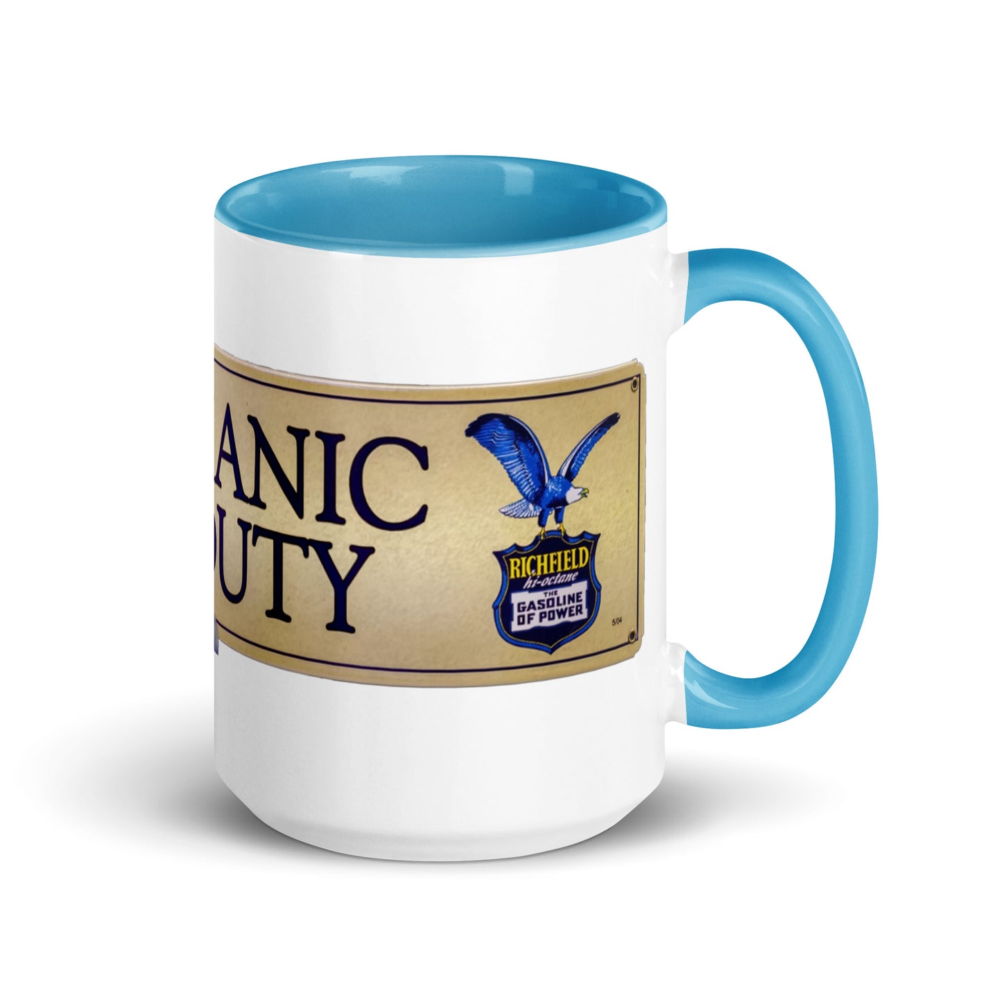 Retro Mechanic On Duty Sign Mug with Color Inside