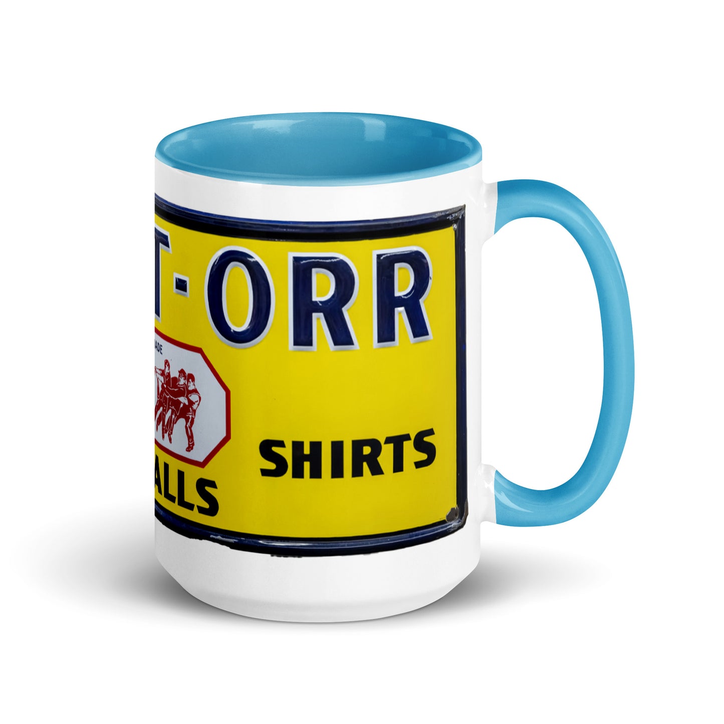 Vintage Mechanic Overalls Porcelain Sign Mug with Color Inside