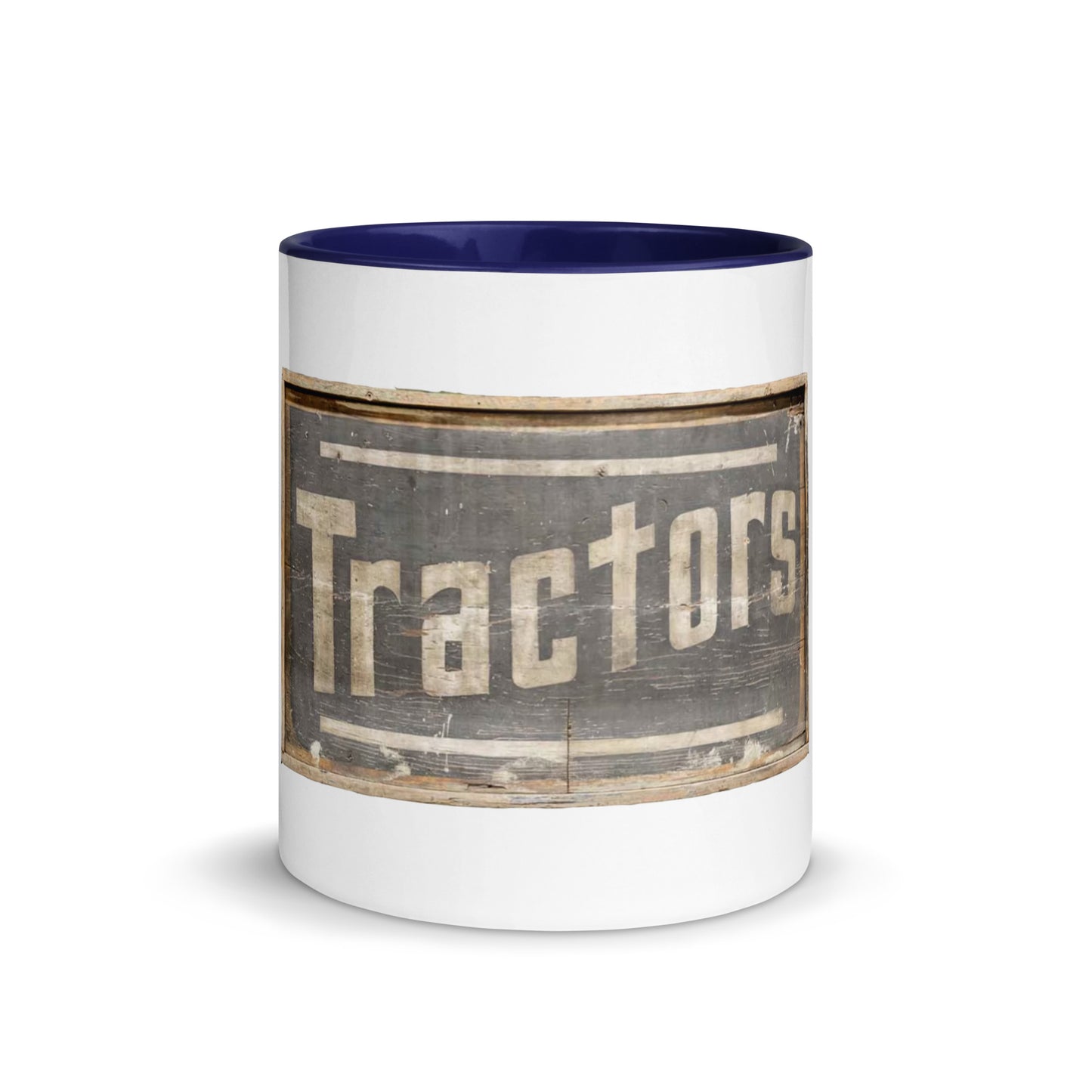 Retro Tractors Sign Wood Style Mug with Color Inside