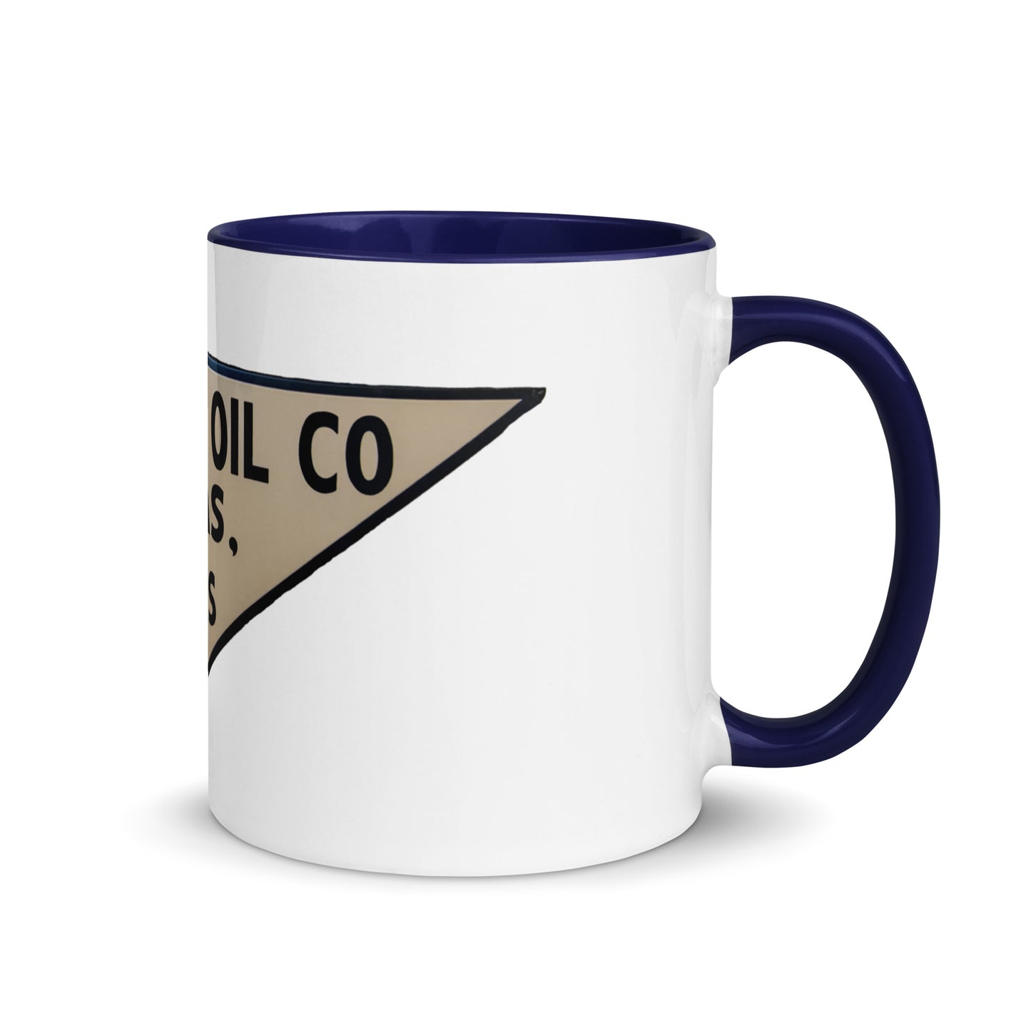 Retro Triangle Oil Company Tin Style Mug with Color Inside