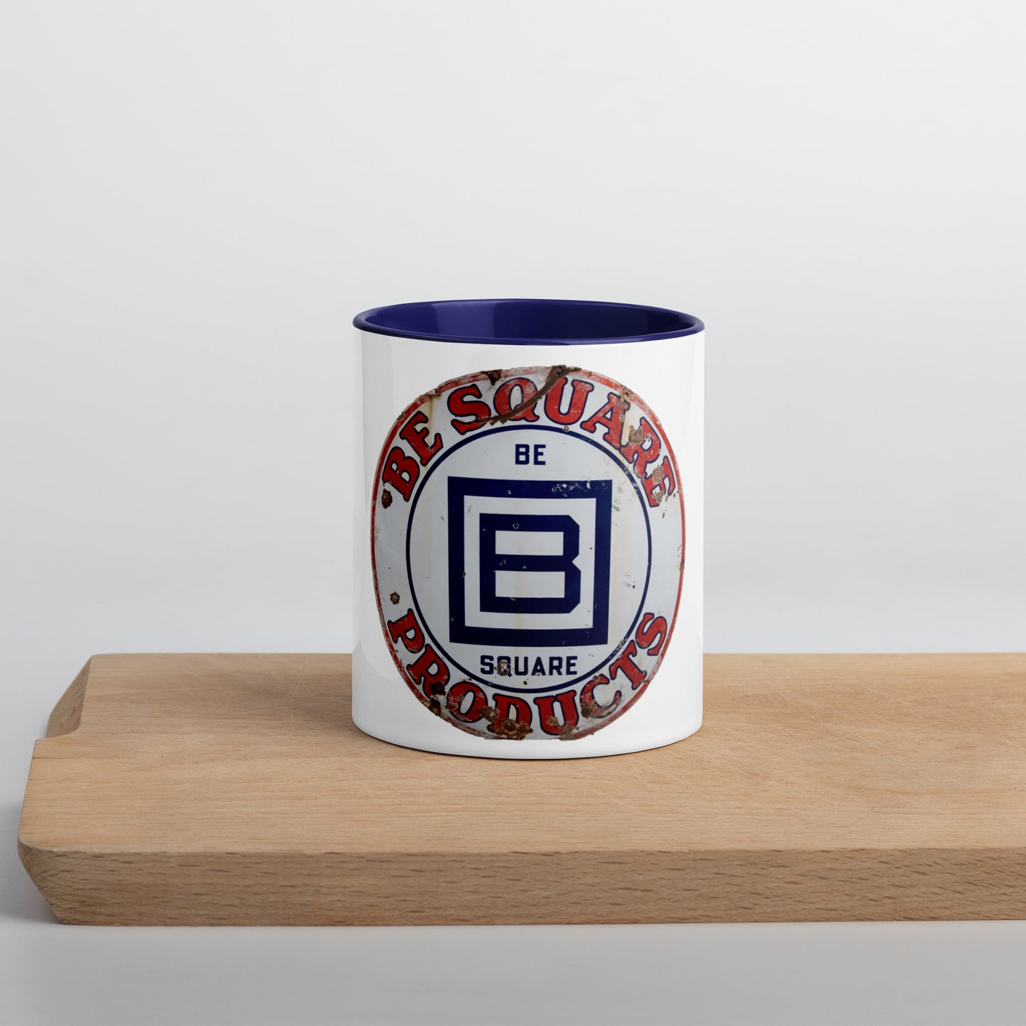 B Square Design Porcelain Mug with Color Inside