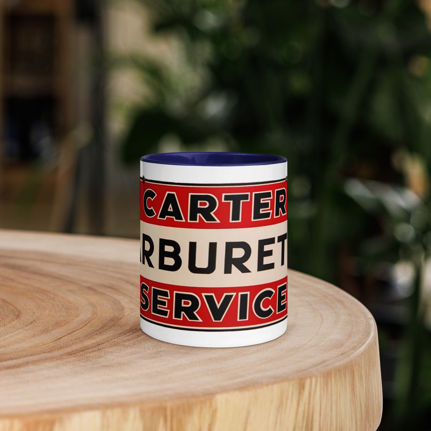 Carter Carbs Tin Style Shop Sign Mug with Color Inside