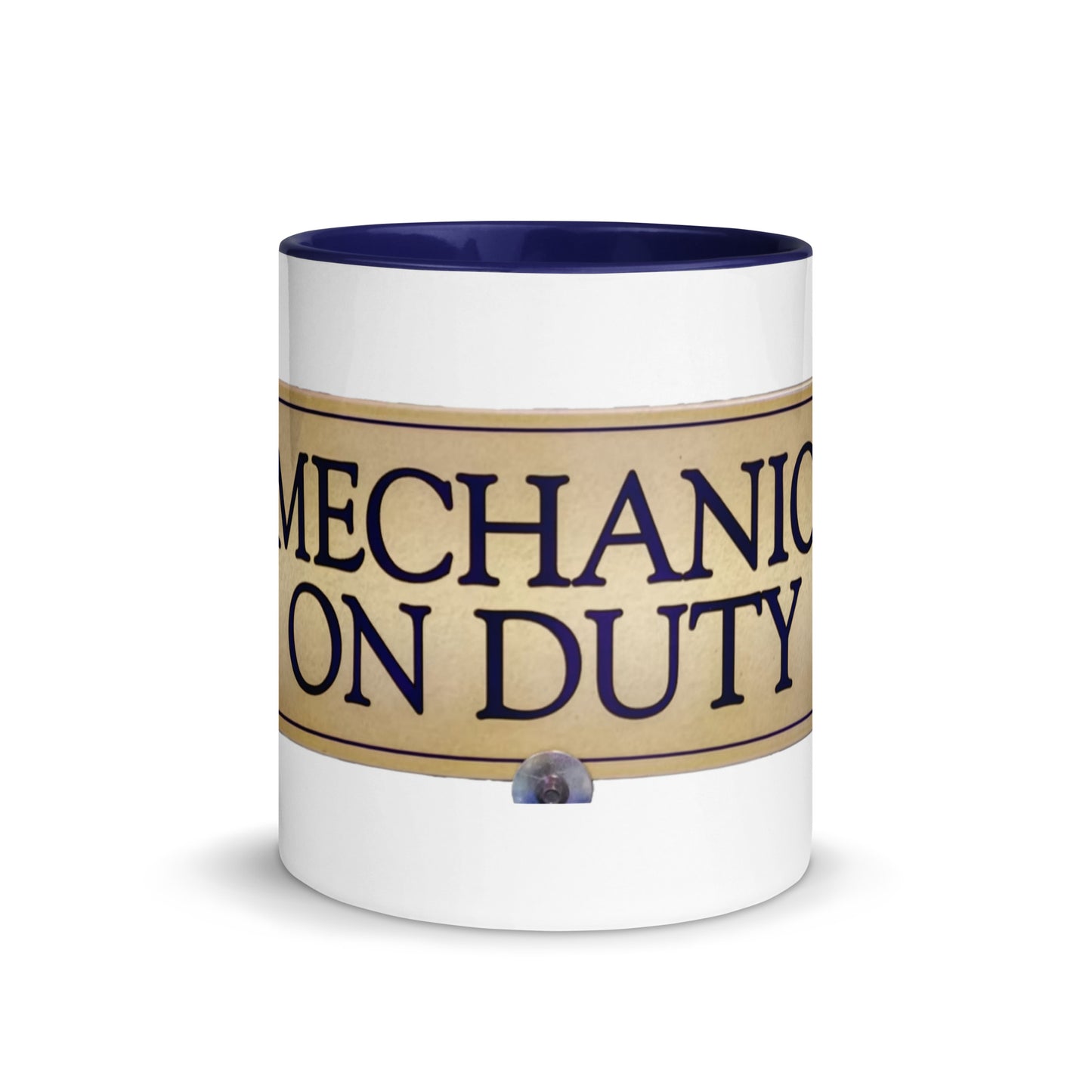 Retro Mechanic On Duty Sign Mug with Color Inside