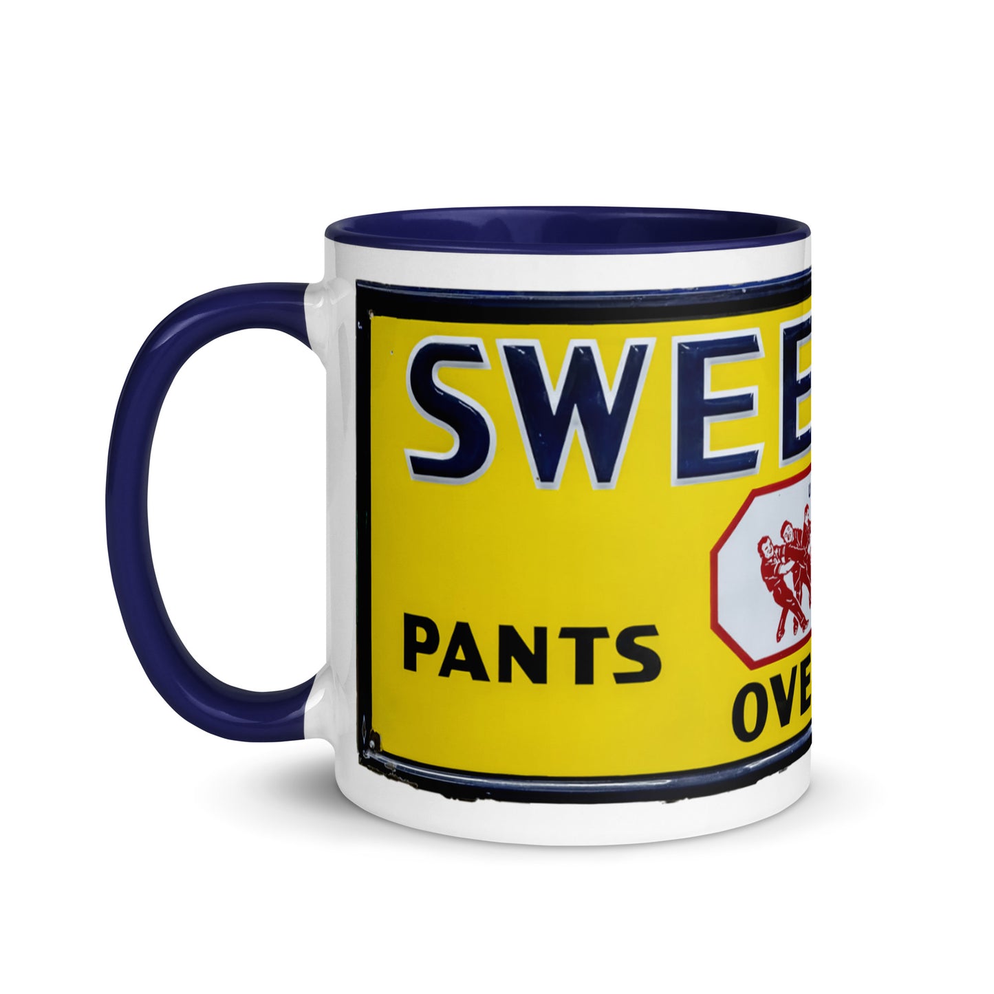 Vintage Mechanic Overalls Porcelain Sign Mug with Color Inside