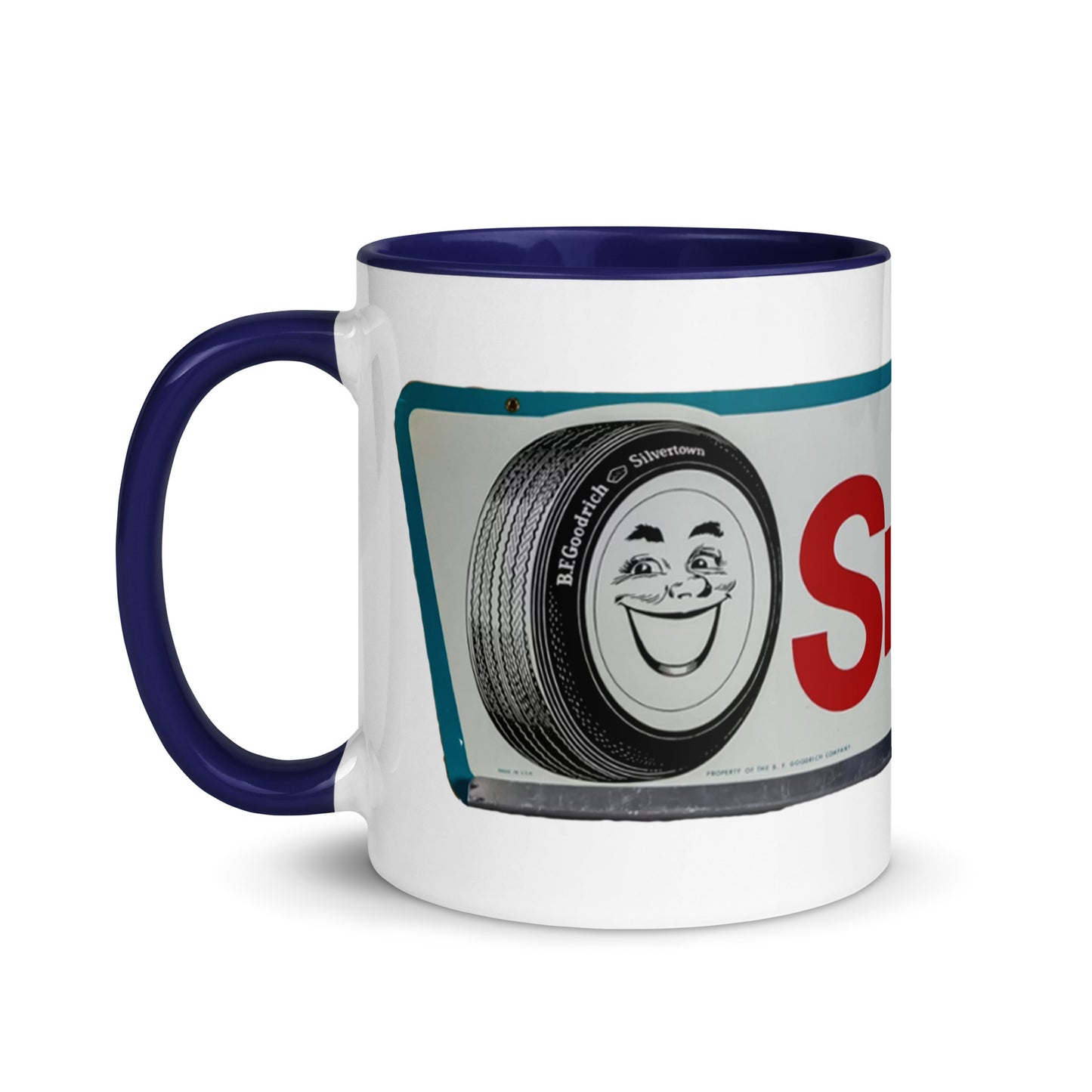 Retro Smileage Tire Sign Mug with Color Inside