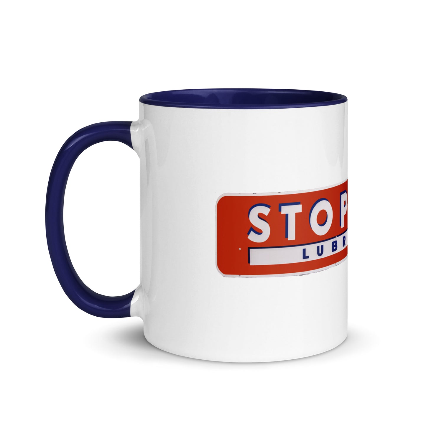 Retro Stop Wear Lube Painted Sign Mug with Color Inside