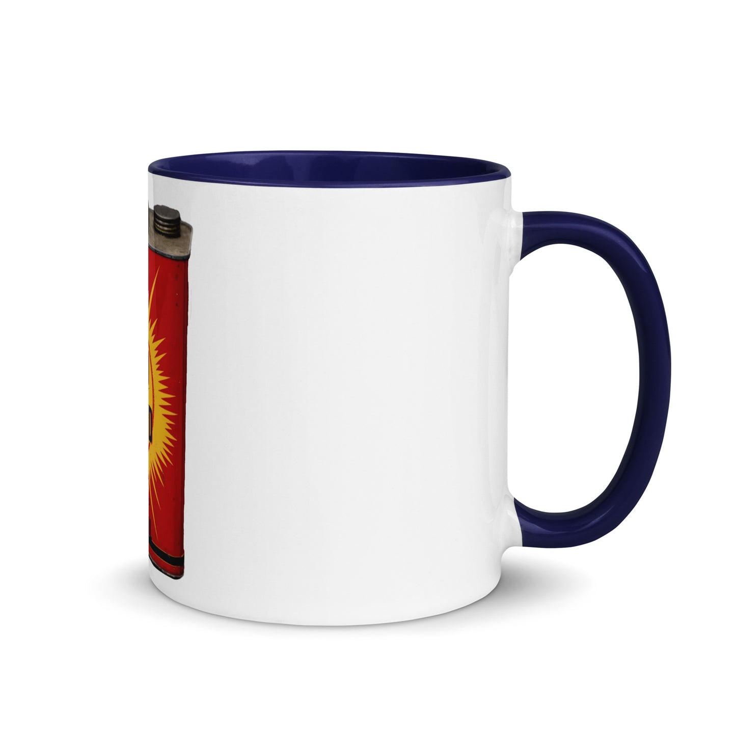 Retro Oil Can Design Mug with Color Inside