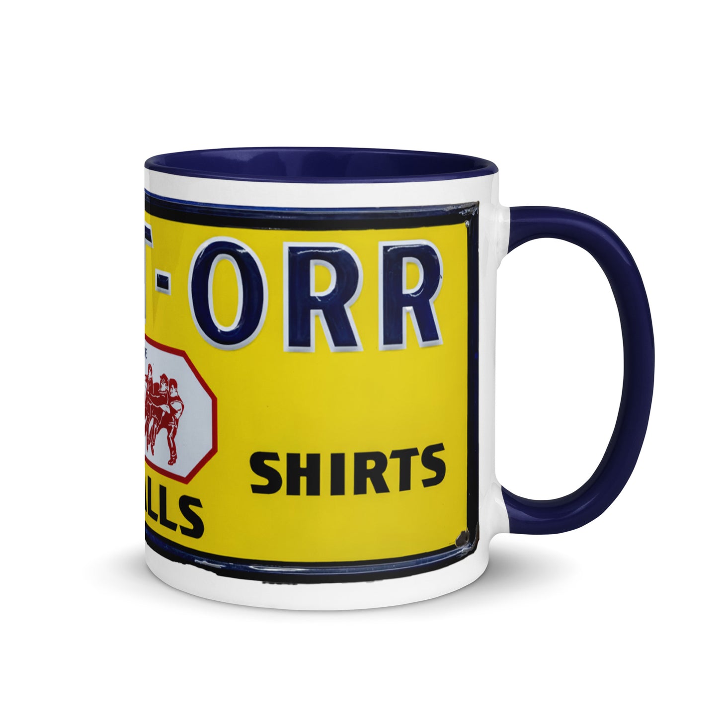 Vintage Mechanic Overalls Porcelain Sign Mug with Color Inside