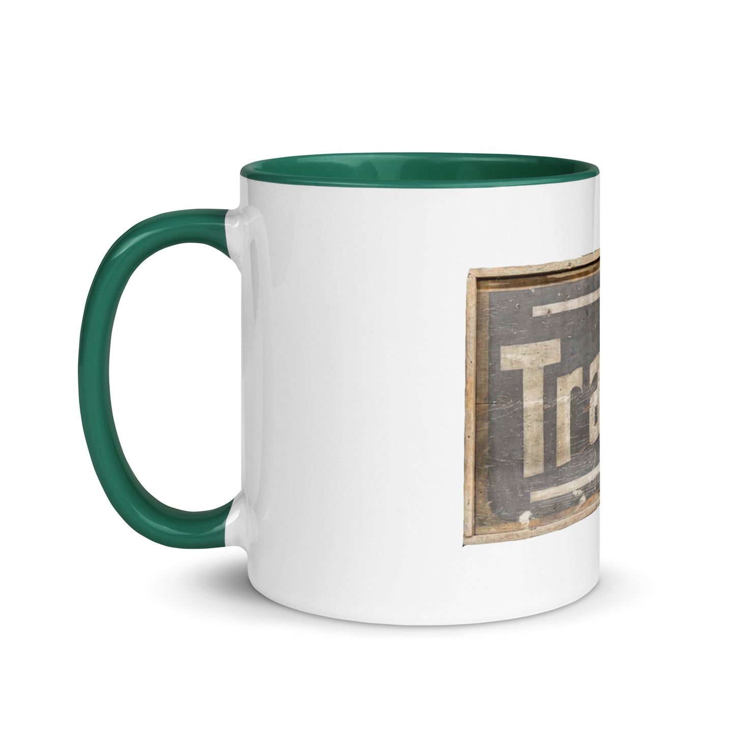 Retro Tractors Sign Wood Style Mug with Color Inside