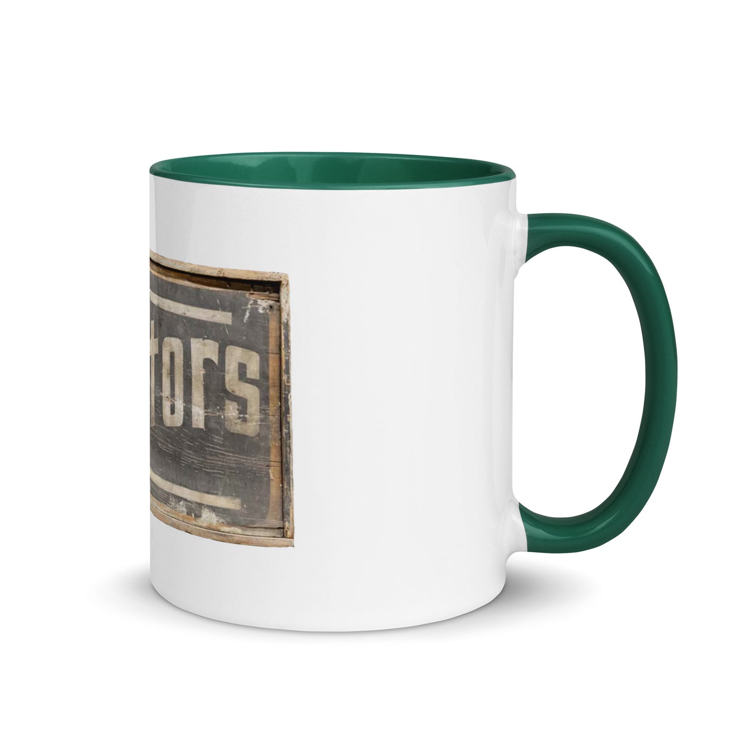 Retro Tractors Sign Wood Style Mug with Color Inside