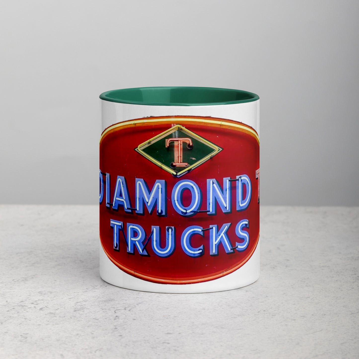 Diamond Trucks Retro Neon Sign Style Mug with Color Inside