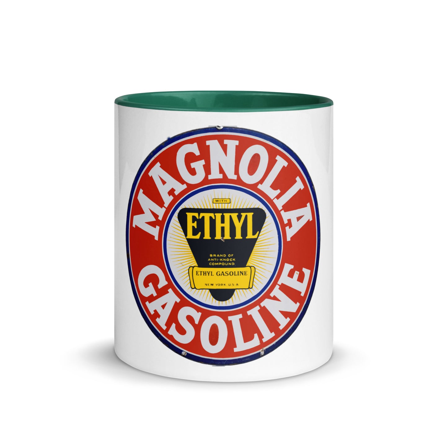 Retro Tin Gas Sign Magnolia Mug with Color Inside