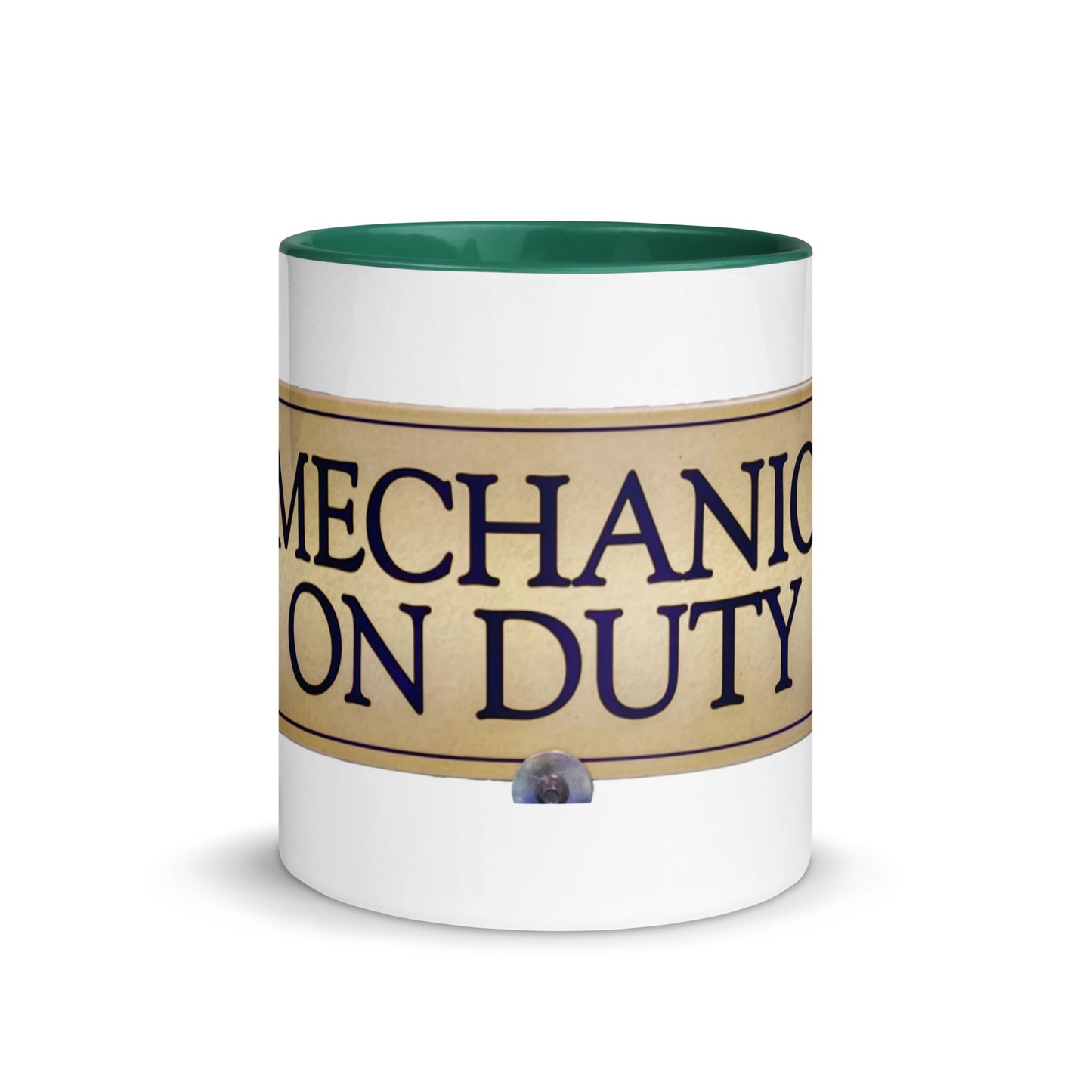 Retro Mechanic On Duty Sign Mug with Color Inside