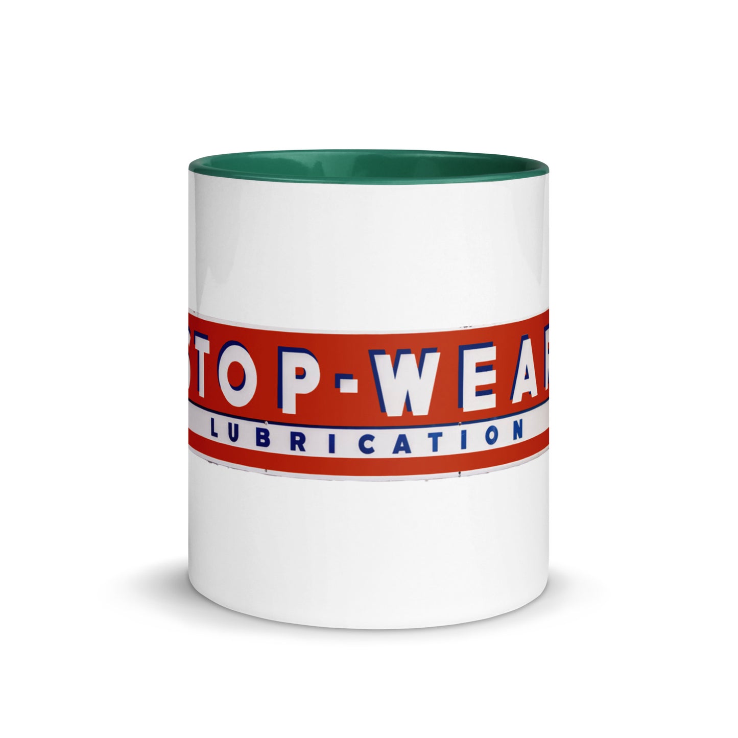 Retro Stop Wear Lube Painted Sign Mug with Color Inside